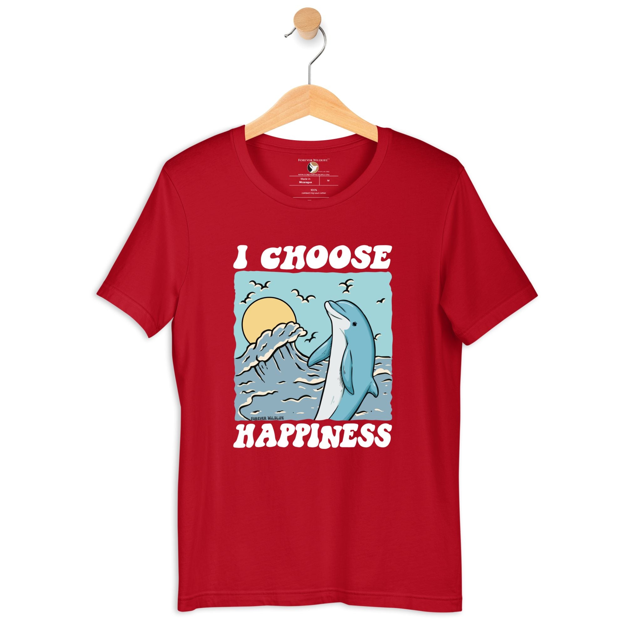 Dolphin T-Shirt in Red – Premium Wildlife T-Shirt Design, Wildlife Clothing & Apparel from Forever Wildlife