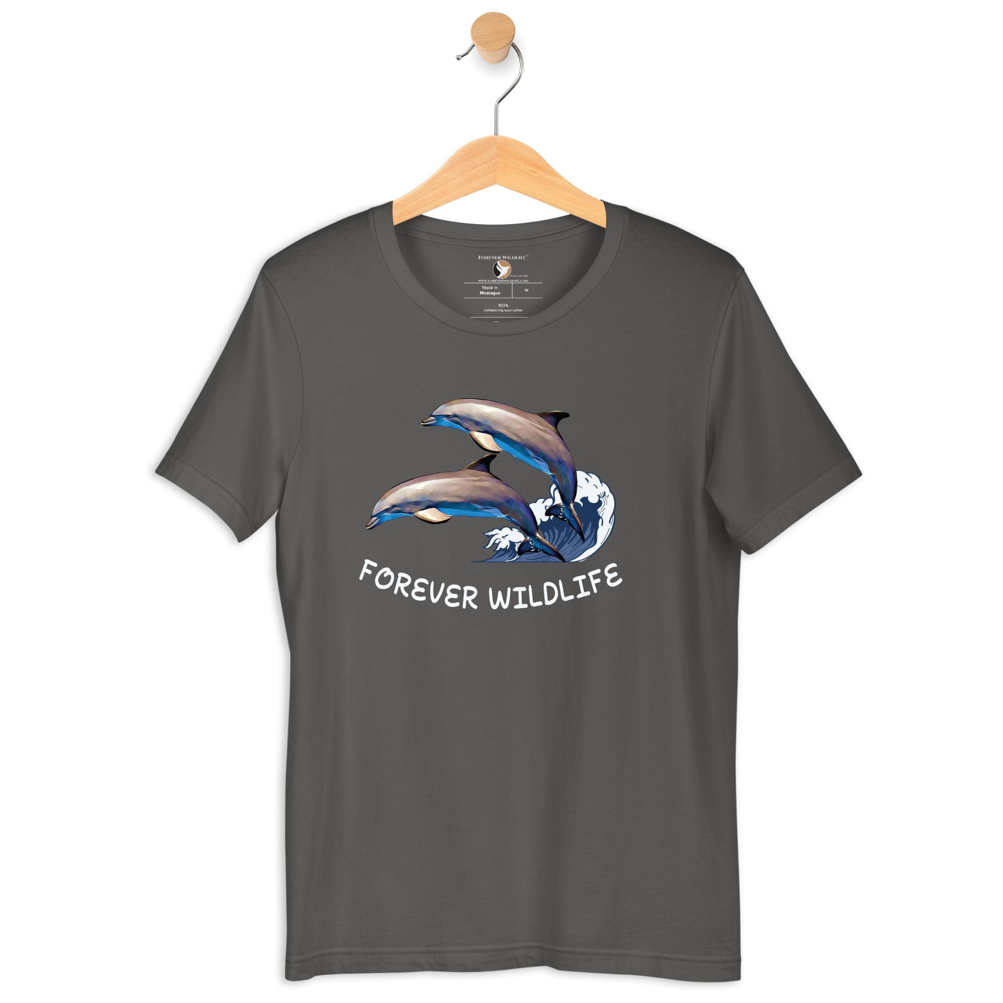 Dolphin T-Shirt in Asphalt – Premium Wildlife T-Shirt Design, Wildlife Clothing & Apparel from Forever Wildlife