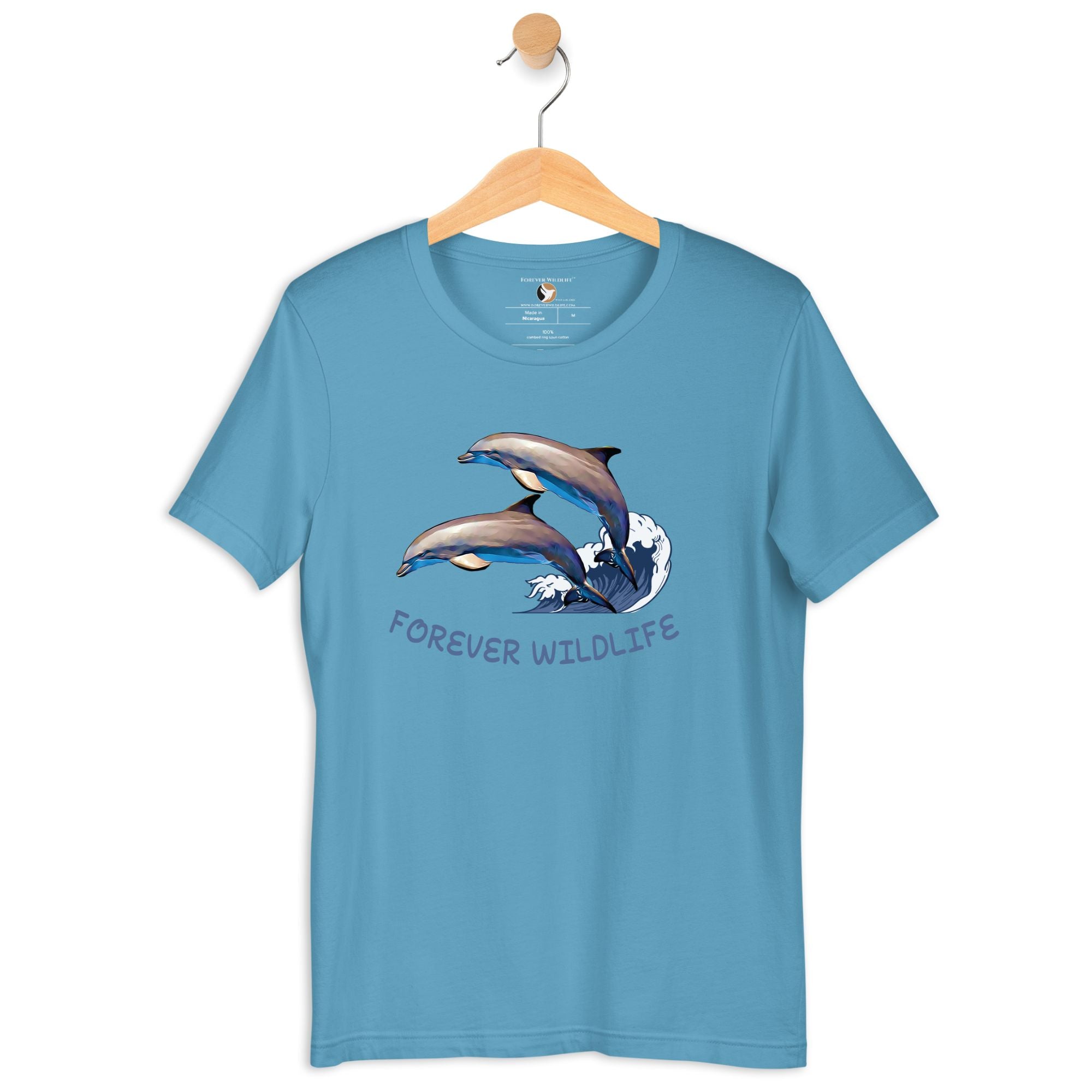 Dolphin T-Shirt in Ocean Blue – Premium Wildlife T-Shirt Design, Wildlife Clothing & Apparel from Forever Wildlife