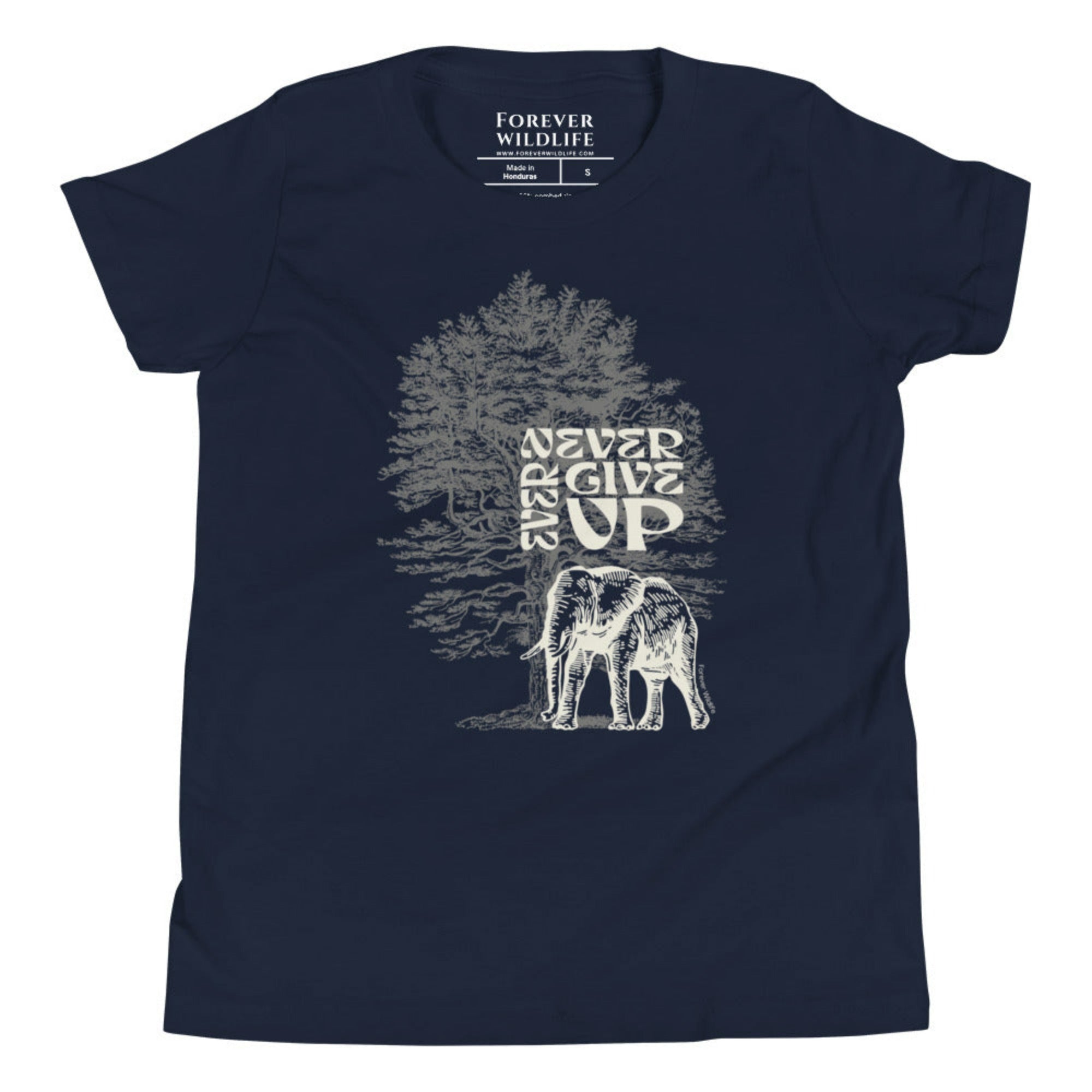 Navy Youth T-Shirt with Elephant graphic as part of Wildlife T-Shirts, Wildlife Clothing & Apparel by Forever Wildlife