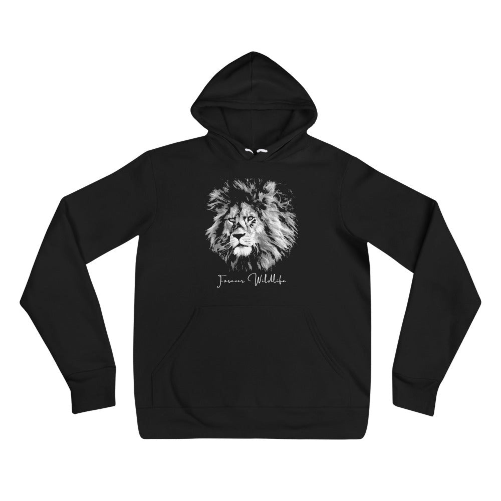  Lion Hoodie in Black – Premium Wildlife Animal Inspirational Hoodie Design, part of Wildlife Hoodies & Clothing from Forever Wildlife