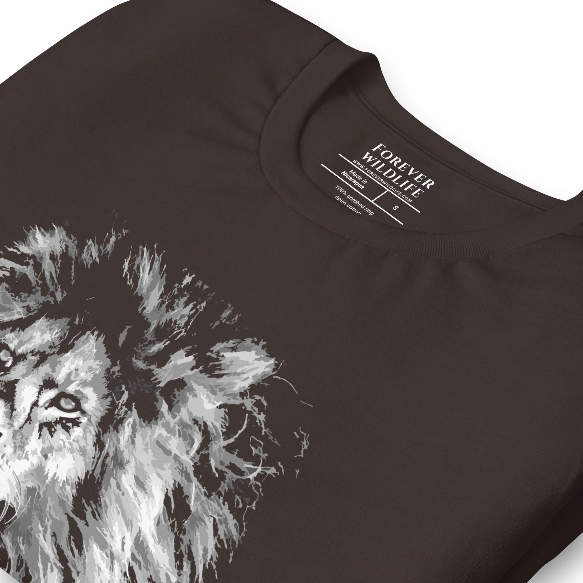 Lion T-Shirt in Brown – Premium Wildlife T-Shirt Design, Wildlife Clothing & Apparel from Forever Wildlife