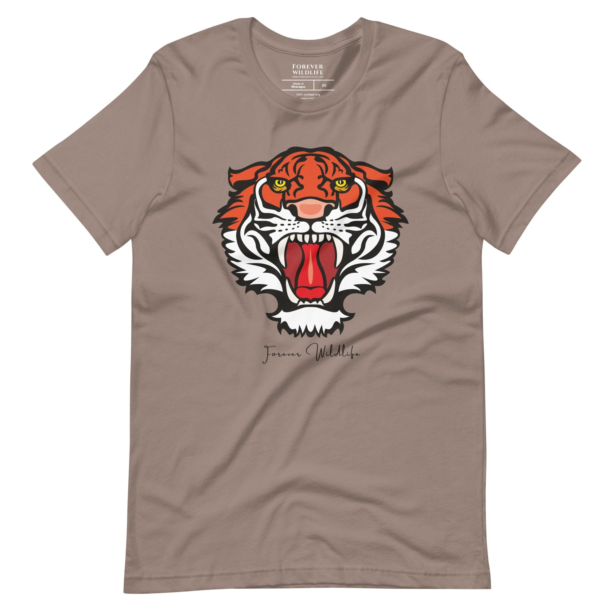 Tiger T-Shirt in Pebble – Premium Wildlife T-Shirt Design, Wildlife Apparel from Forever Wildlife