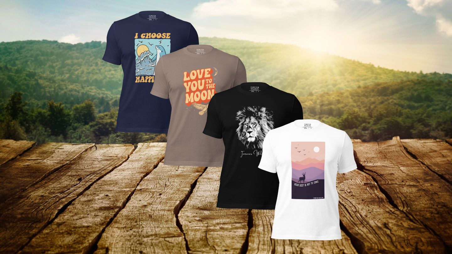 Unisex TShirts mockups with Inspirational Wildlife Animal Graphic on them as part of Unisex T-Shirts collection & Clothing from Forever Wildlife.