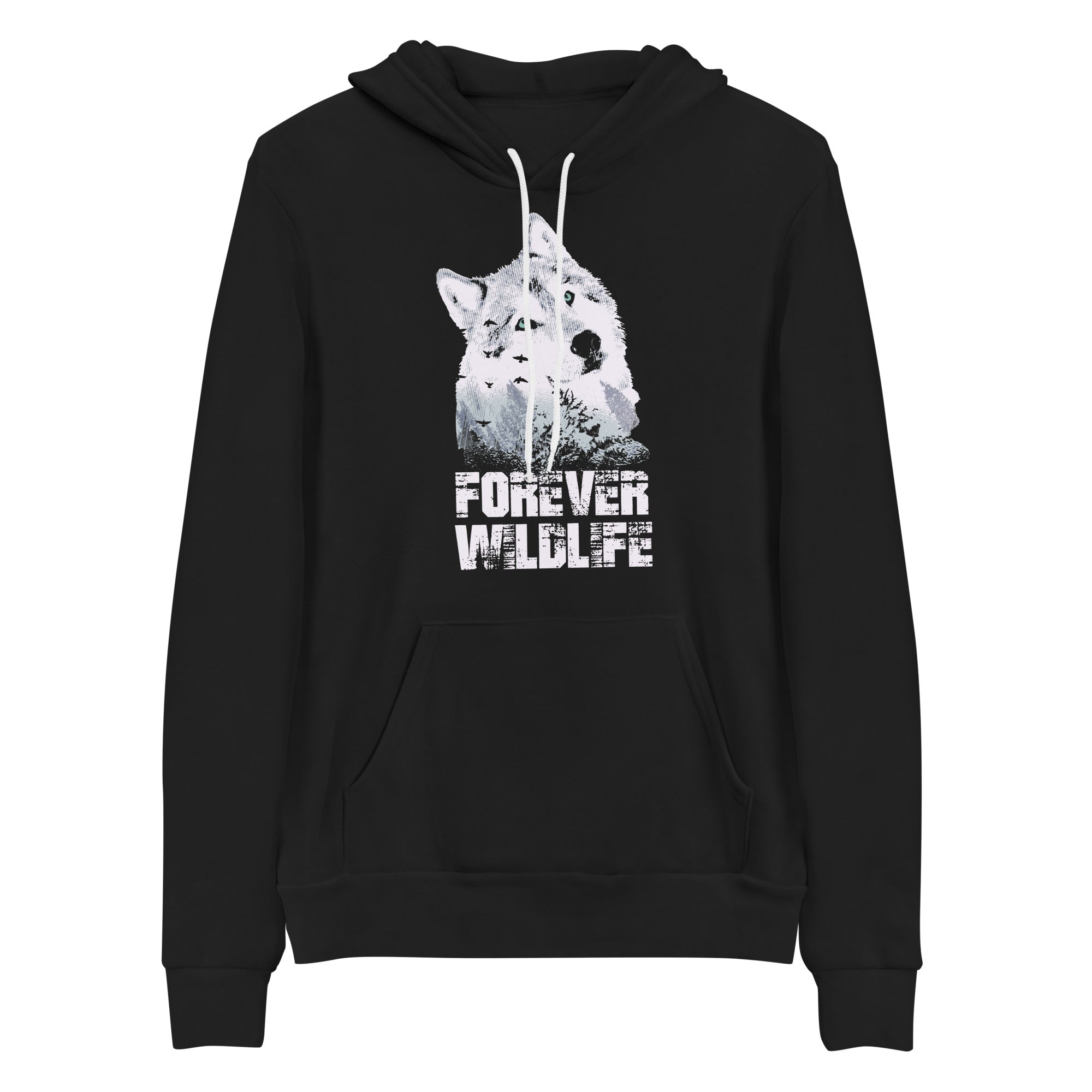 Wolf Hoodie in Black – Premium Wildlife Animal Inspirational Hoodie Design, part of Wildlife Hoodies & Clothing from Forever Wildlife