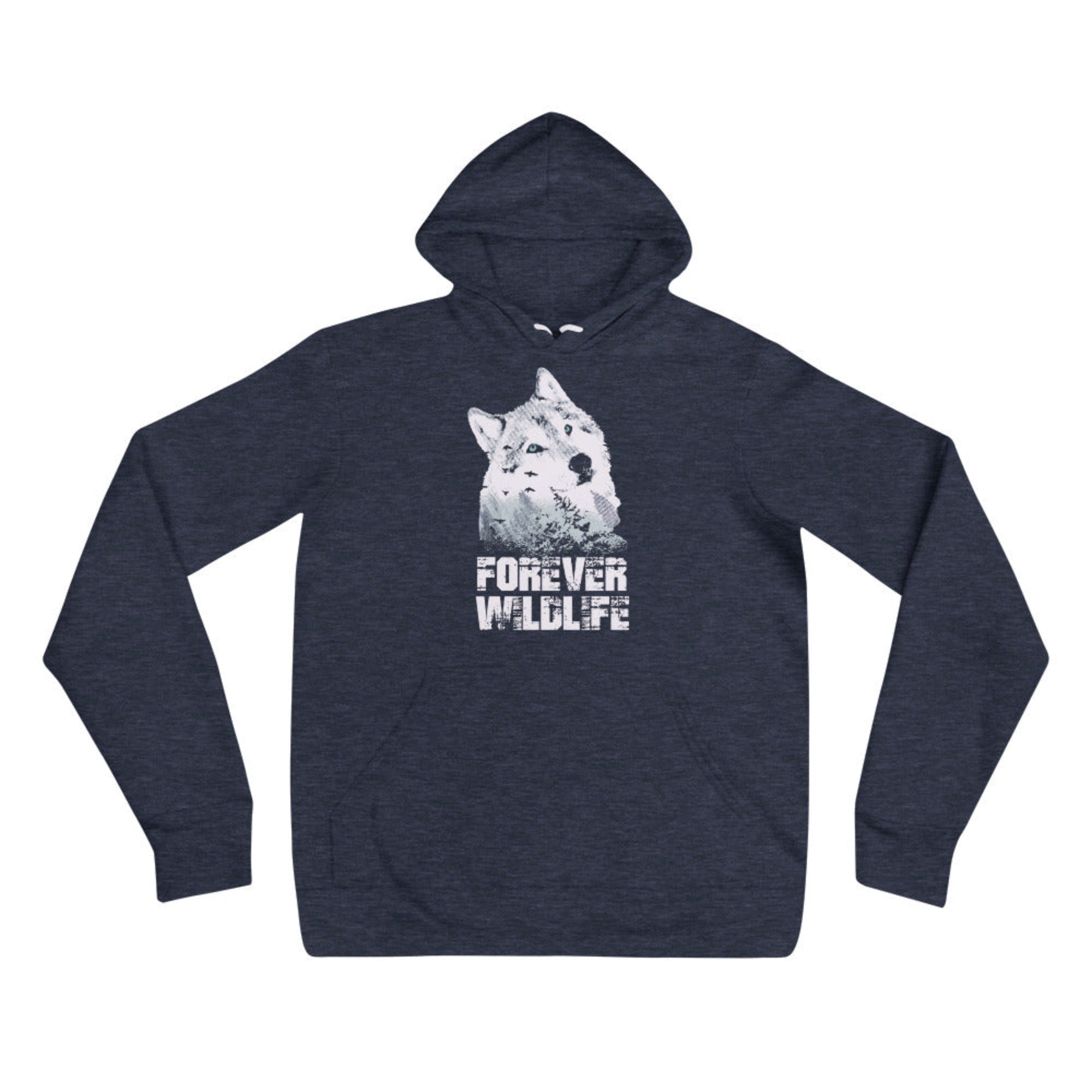 Wolf Hoodie in Navy – Premium Wildlife Animal Inspirational Hoodie Design, part of Wildlife Hoodies & Clothing from Forever Wildlife