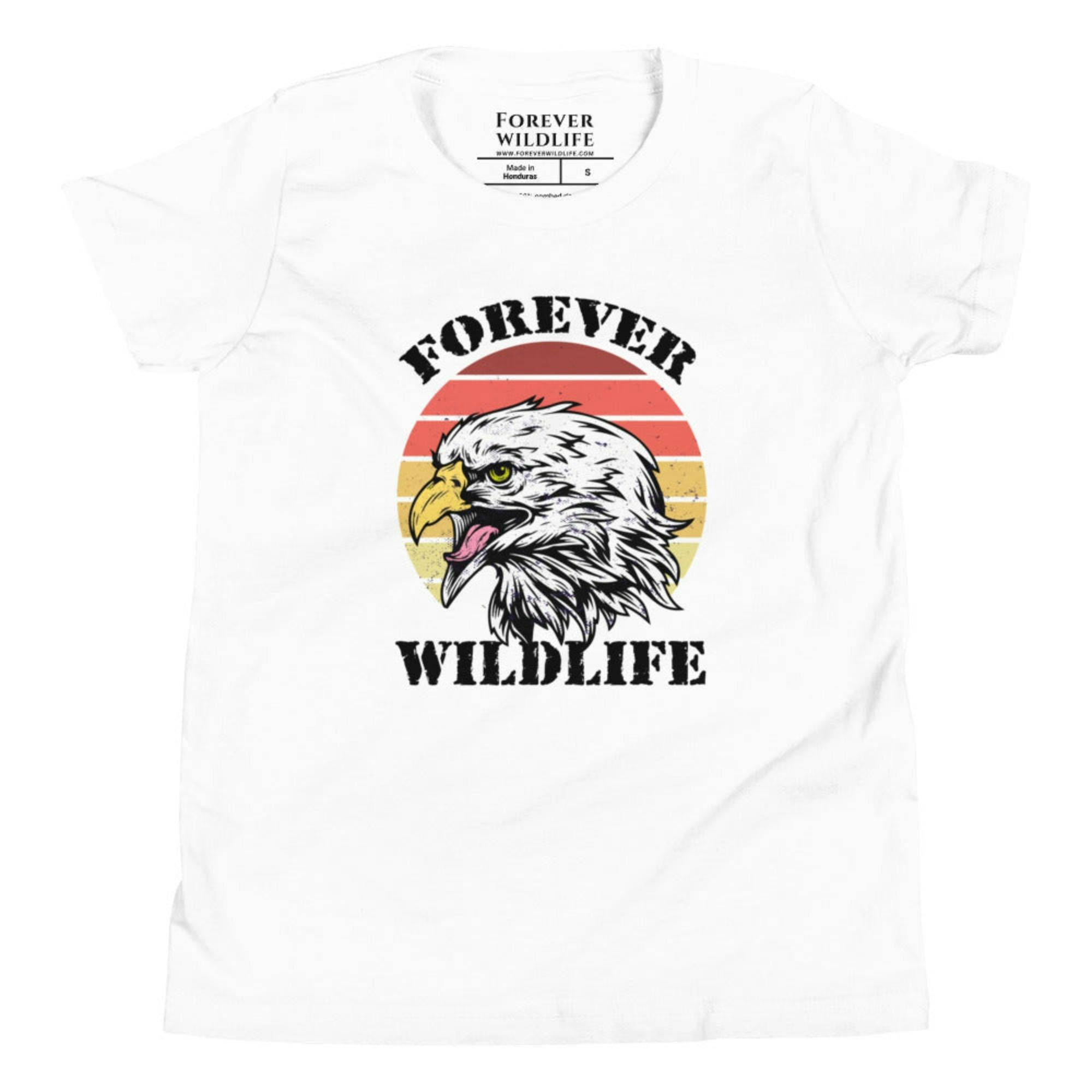 White Youth T-Shirt with Eagle graphic as part of Wildlife T Shirts, Wildlife Clothing & Apparel by Forever Wildlife