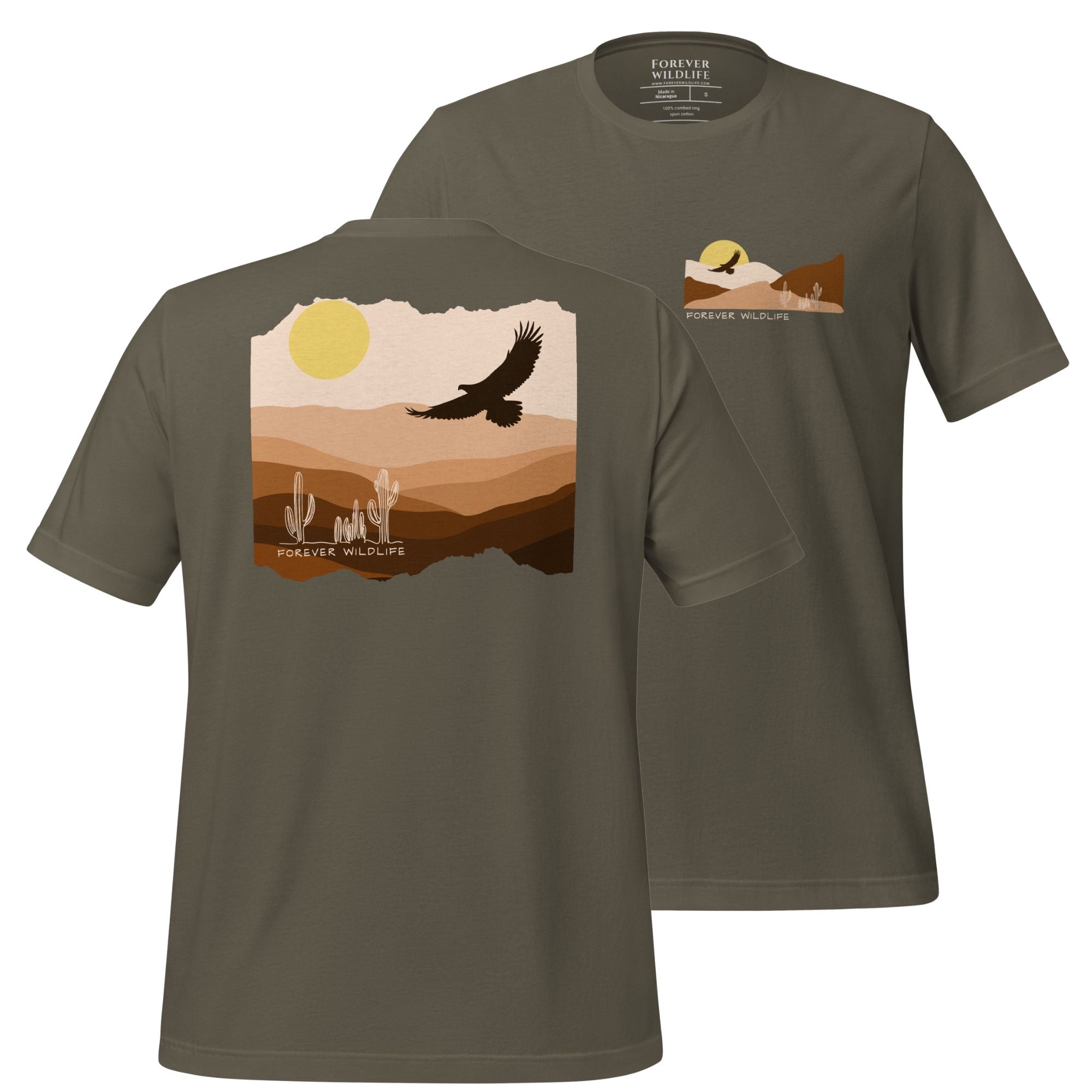 Eagle T-shirt, beautiful army Eagle t-shirt with eagle soaring over the desert part of Wildlife t-shirts collection.