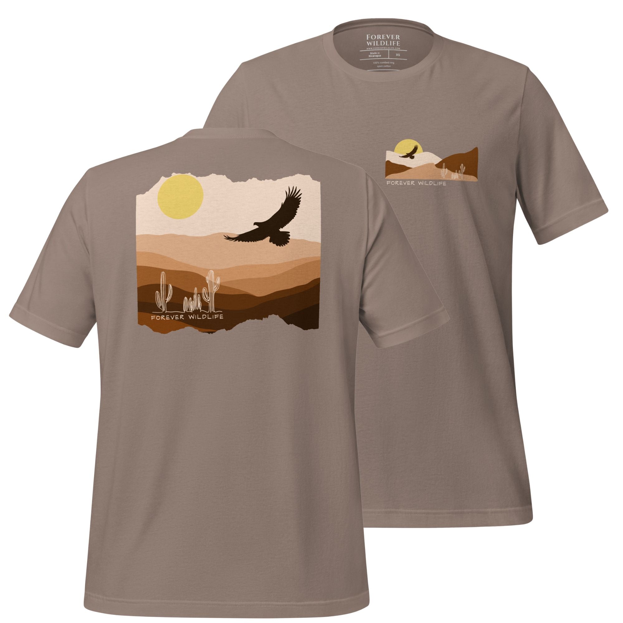 Eagle T-shirt, beautiful pebble Eagle t-shirt with eagle soaring over the desert part of Wildlife t-shirts & Clothing collection.