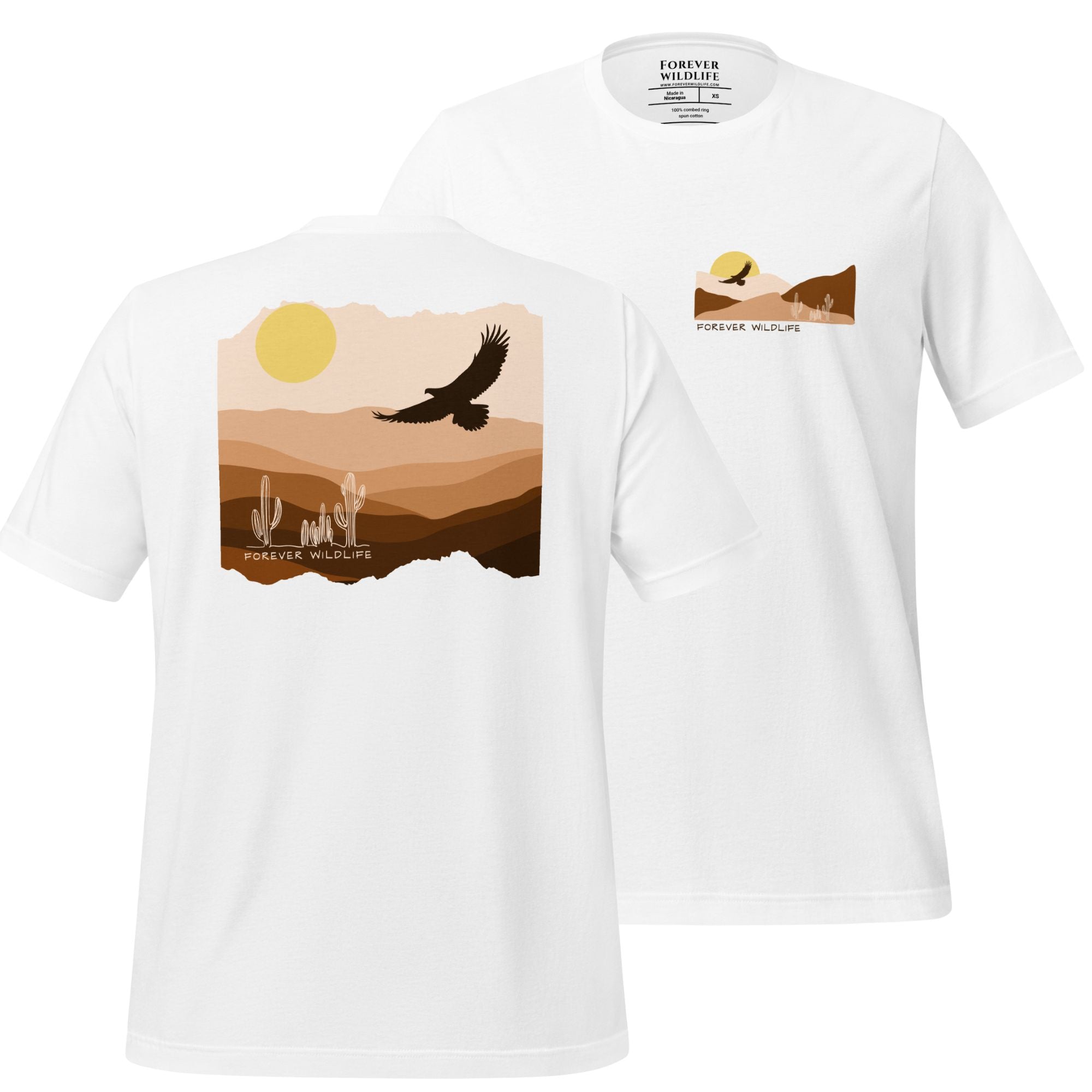 Eagle T-shirt, beautiful white Eagle t-shirt with eagle soaring over the desert part of Wildlife t-shirts & Clothing collection.