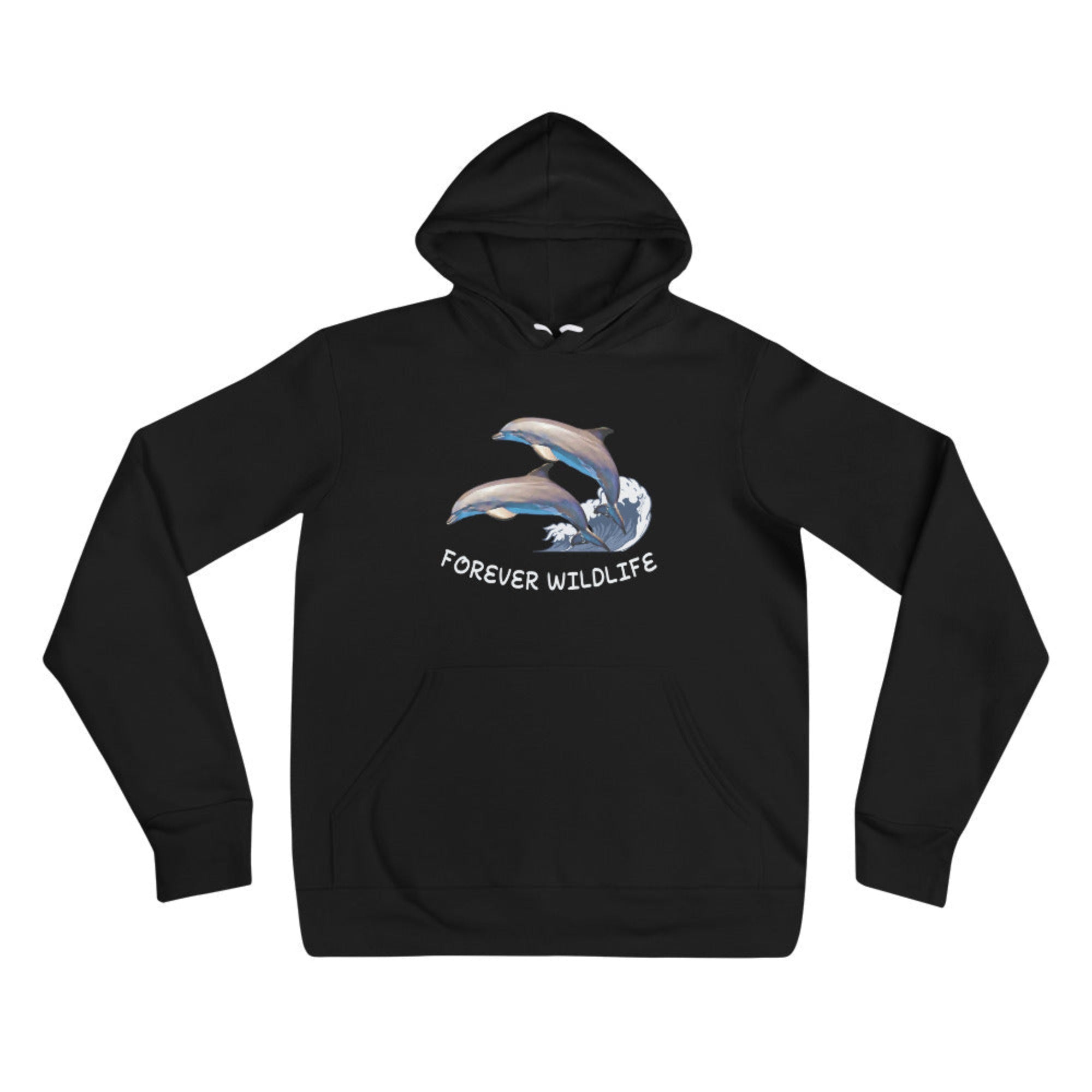 Dolphin Hoodie in Black – Premium Wildlife Animal Inspirational Hoodie Design, part of Wildlife Hoodies & Clothing from Forever Wildlife