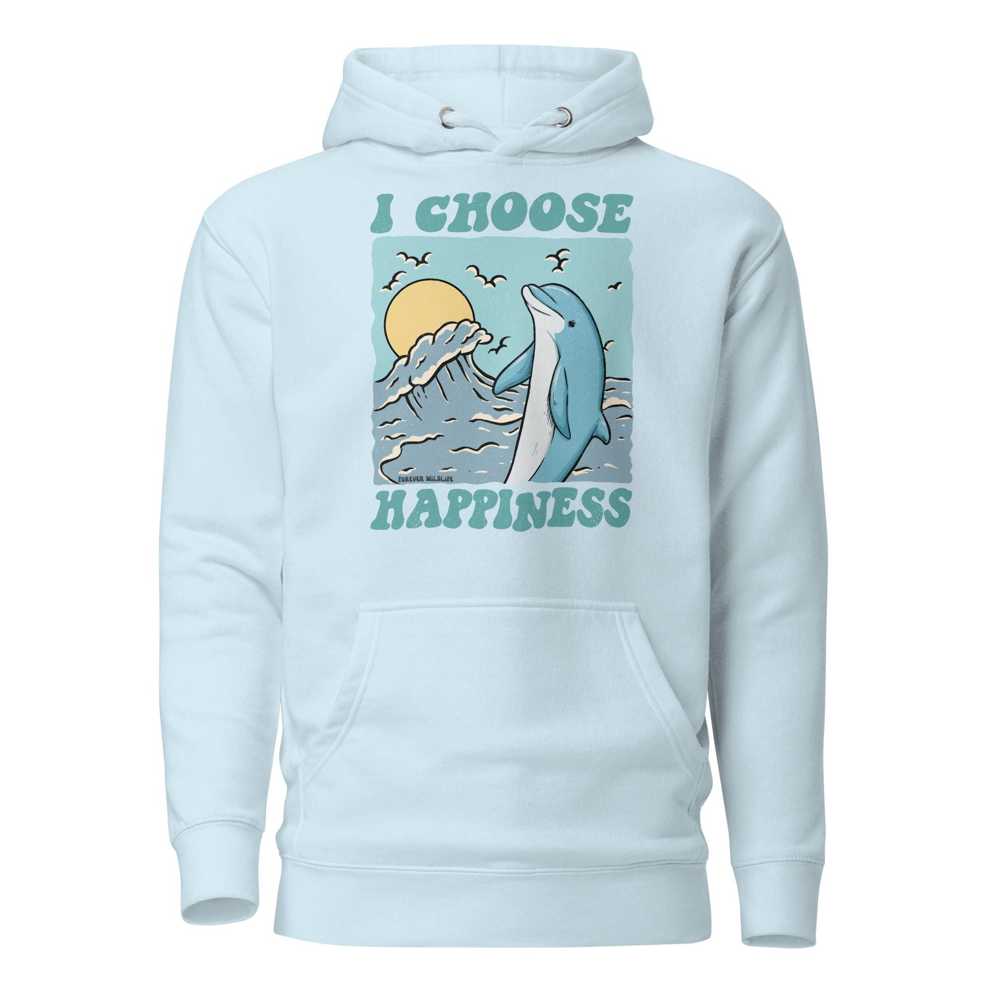 Dolphin Hoodie in Sky Blue – Premium Wildlife Animal Inspirational Hoodie Design, part of Wildlife Hoodies & Clothing from Forever Wildlife