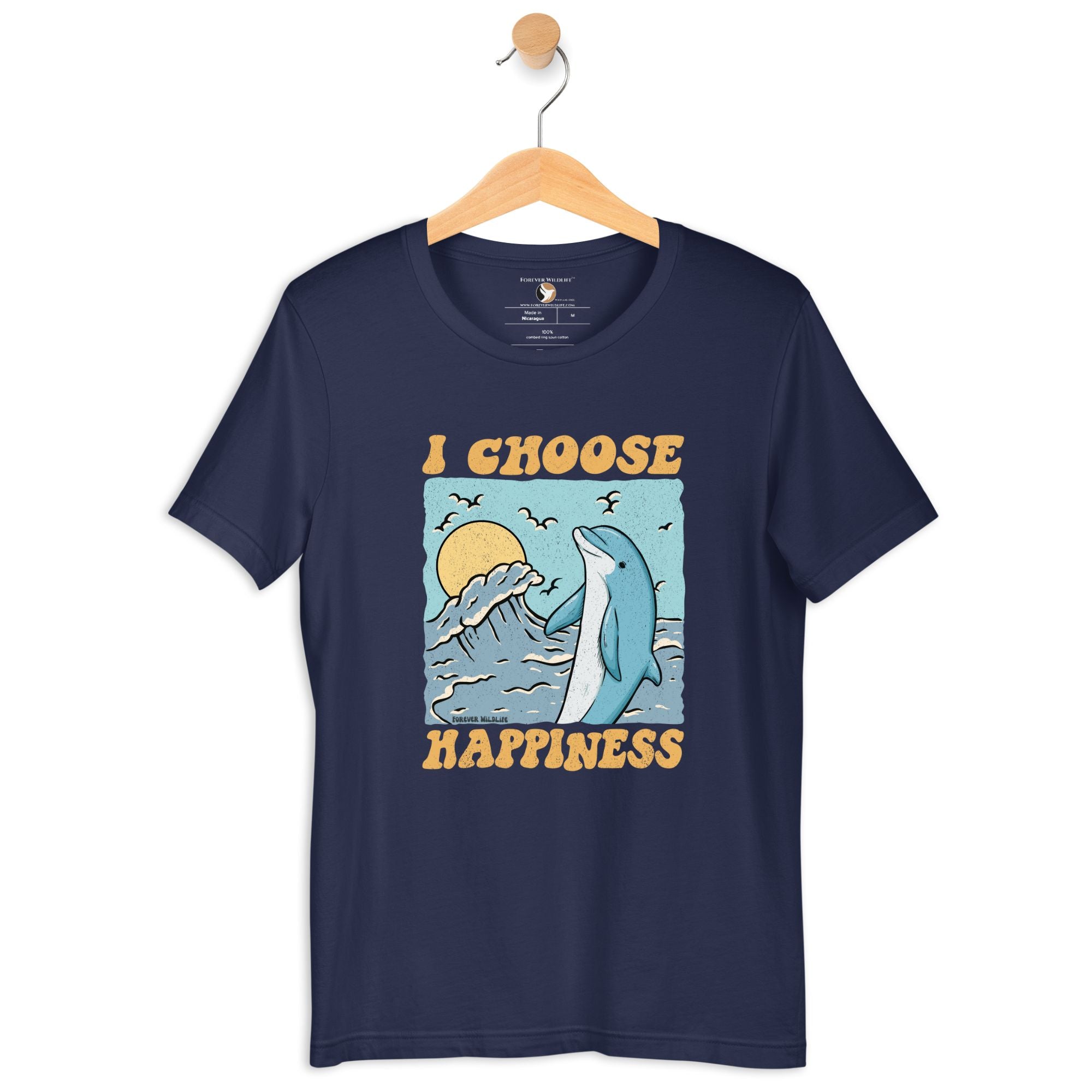 Dolphin T-Shirt in Navy Blue – Premium Wildlife T-Shirt Design, Wildlife Clothing & Apparel from Forever Wildlife