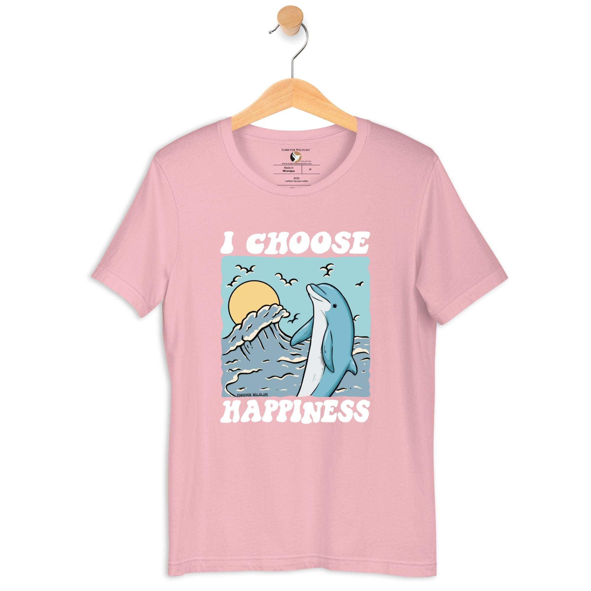 Dolphin T-Shirt in Pink – Premium Wildlife T-Shirt Design, Wildlife Clothing & Apparel from Forever Wildlife