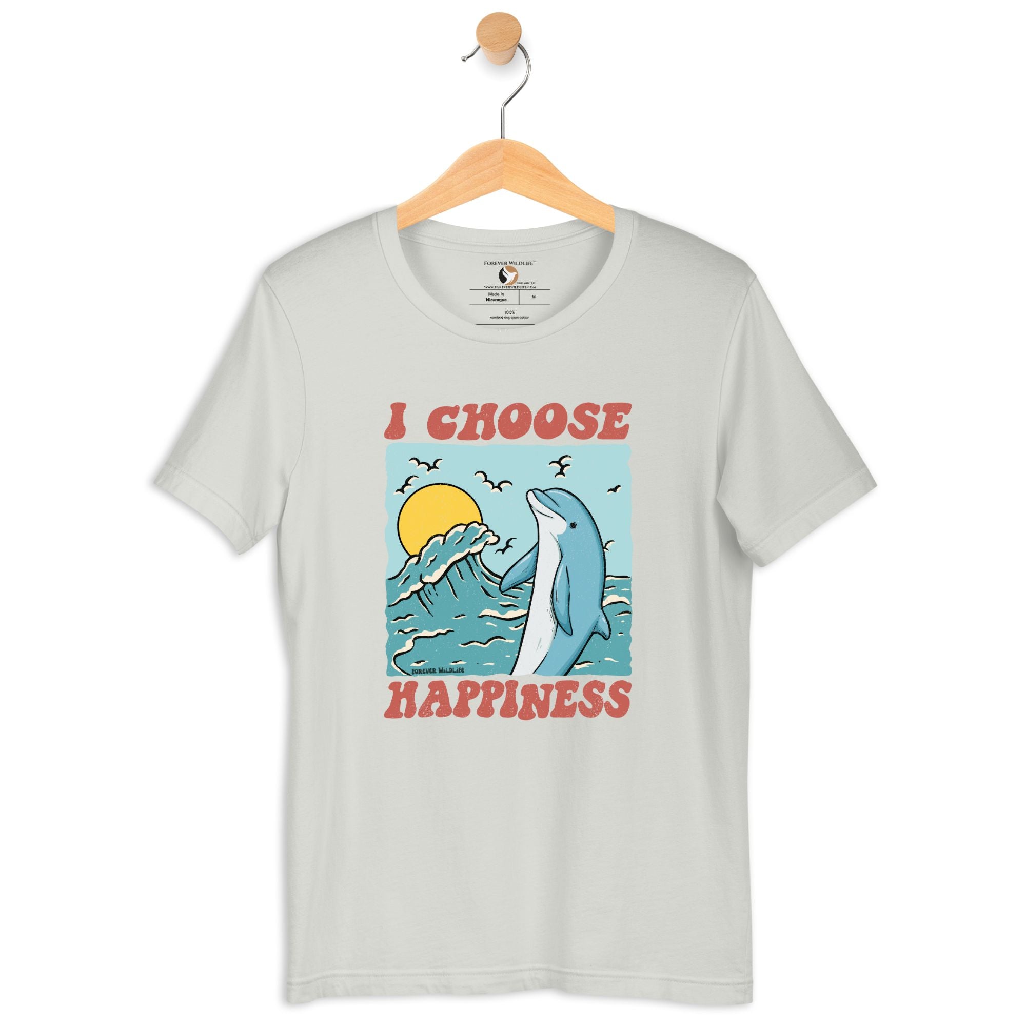 Dolphin T-Shirt in Silver – Premium Wildlife T-Shirt Design, Wildlife Clothing & Apparel from Forever Wildlife