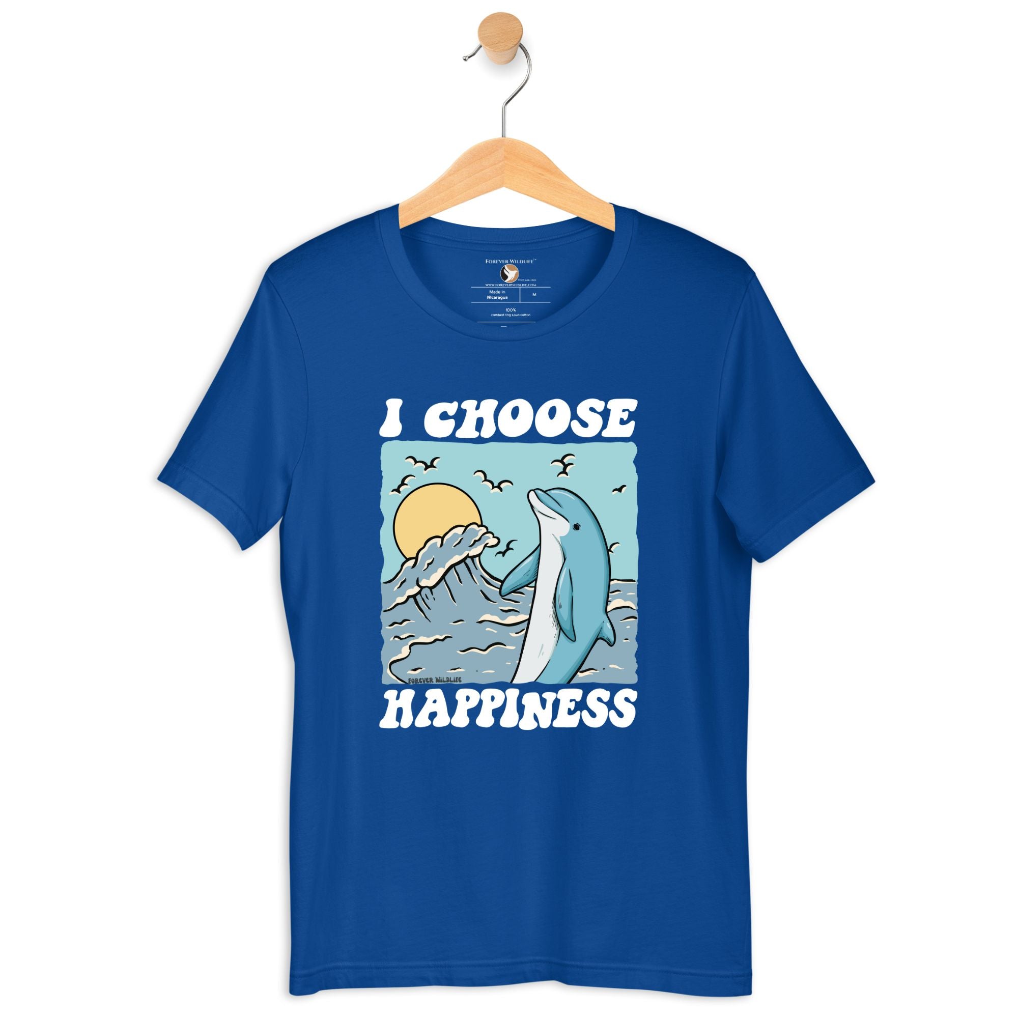 Dolphin T-Shirt in True Royal – Premium Wildlife T-Shirt Design, Wildlife Clothing & Apparel from Forever Wildlife