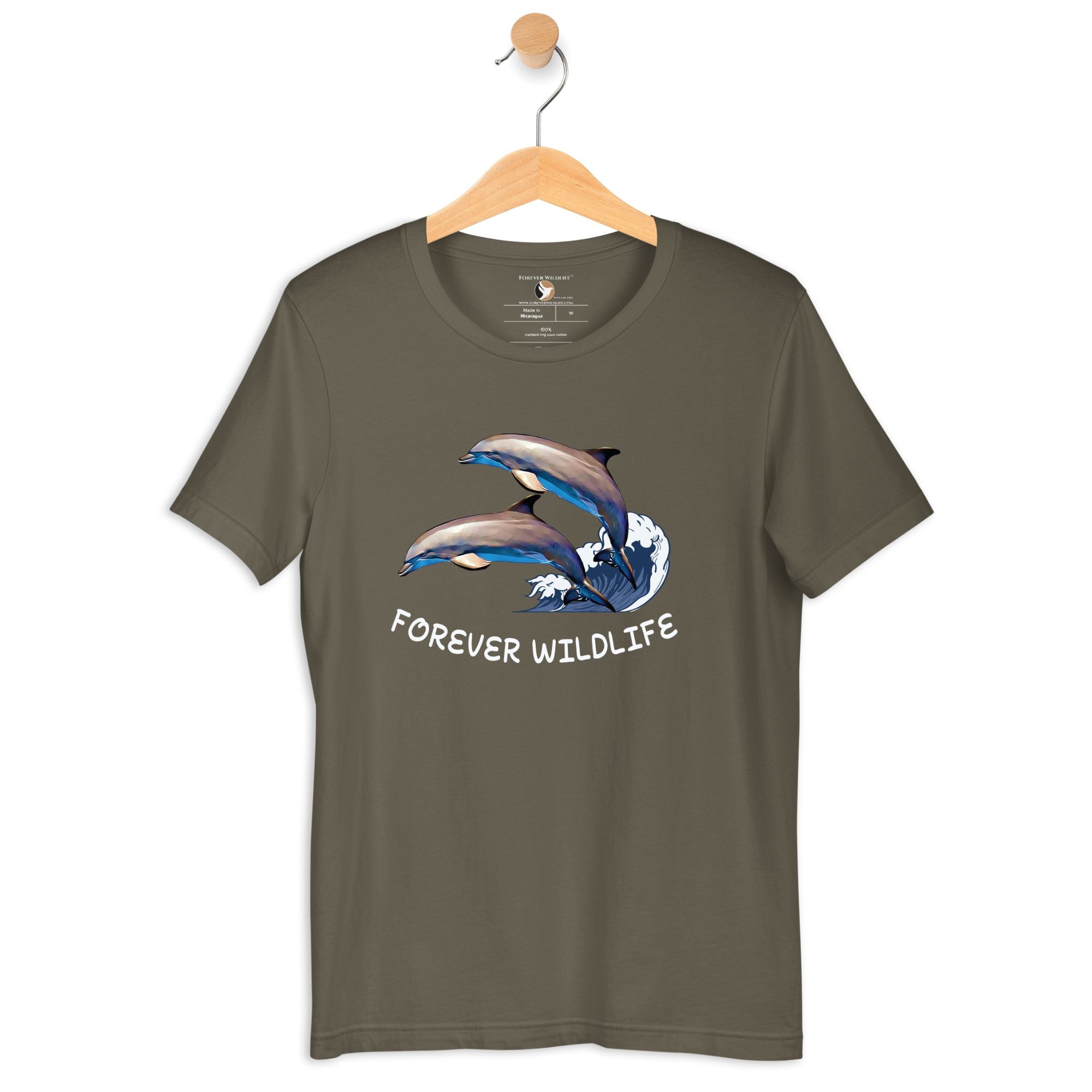 Dolphin T-Shirt in Army – Premium Wildlife T-Shirt Design, Wildlife Clothing & Apparel from Forever Wildlife