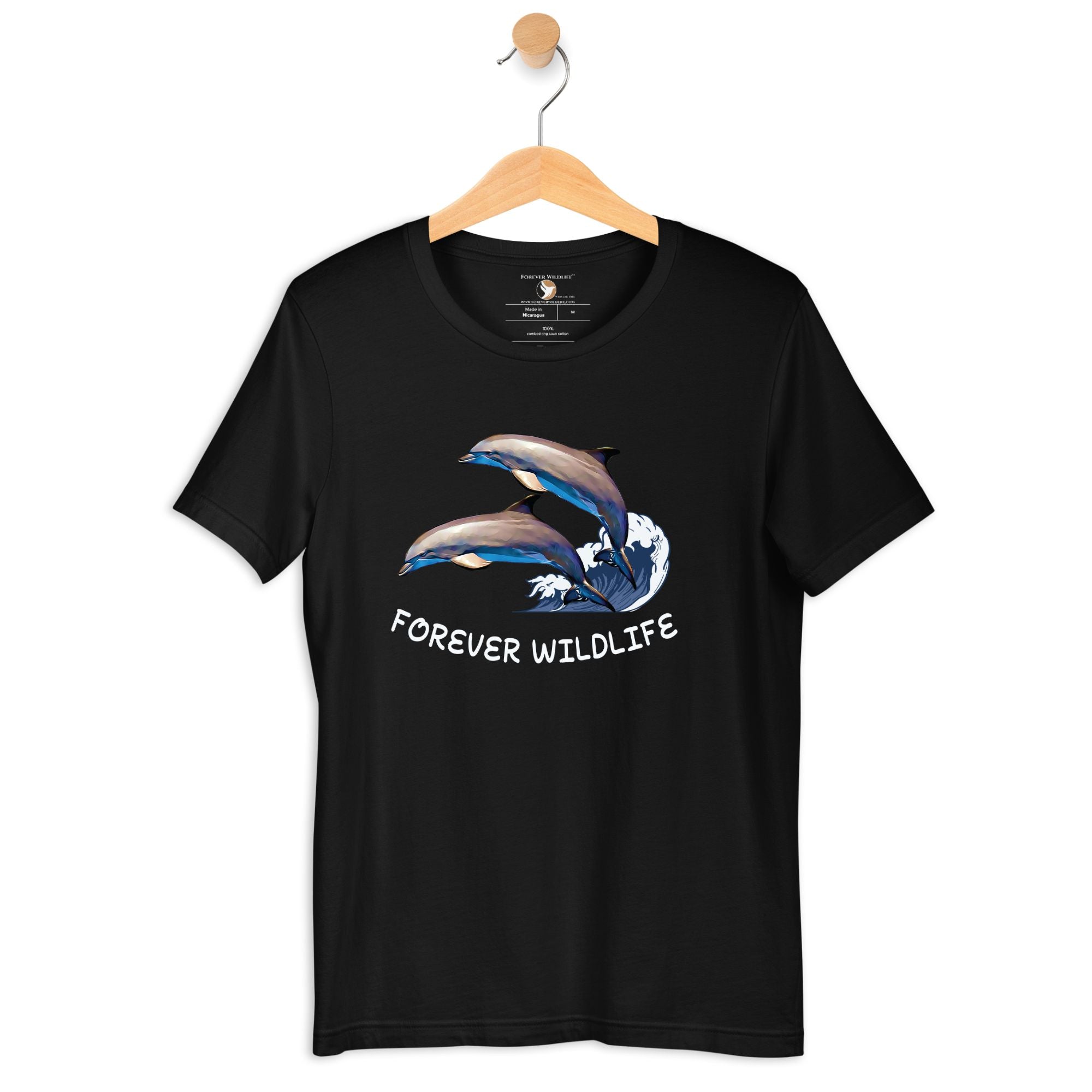 Dolphin T-Shirt in Black – Premium Wildlife T-Shirt Design, Wildlife Clothing & Apparel from Forever Wildlife