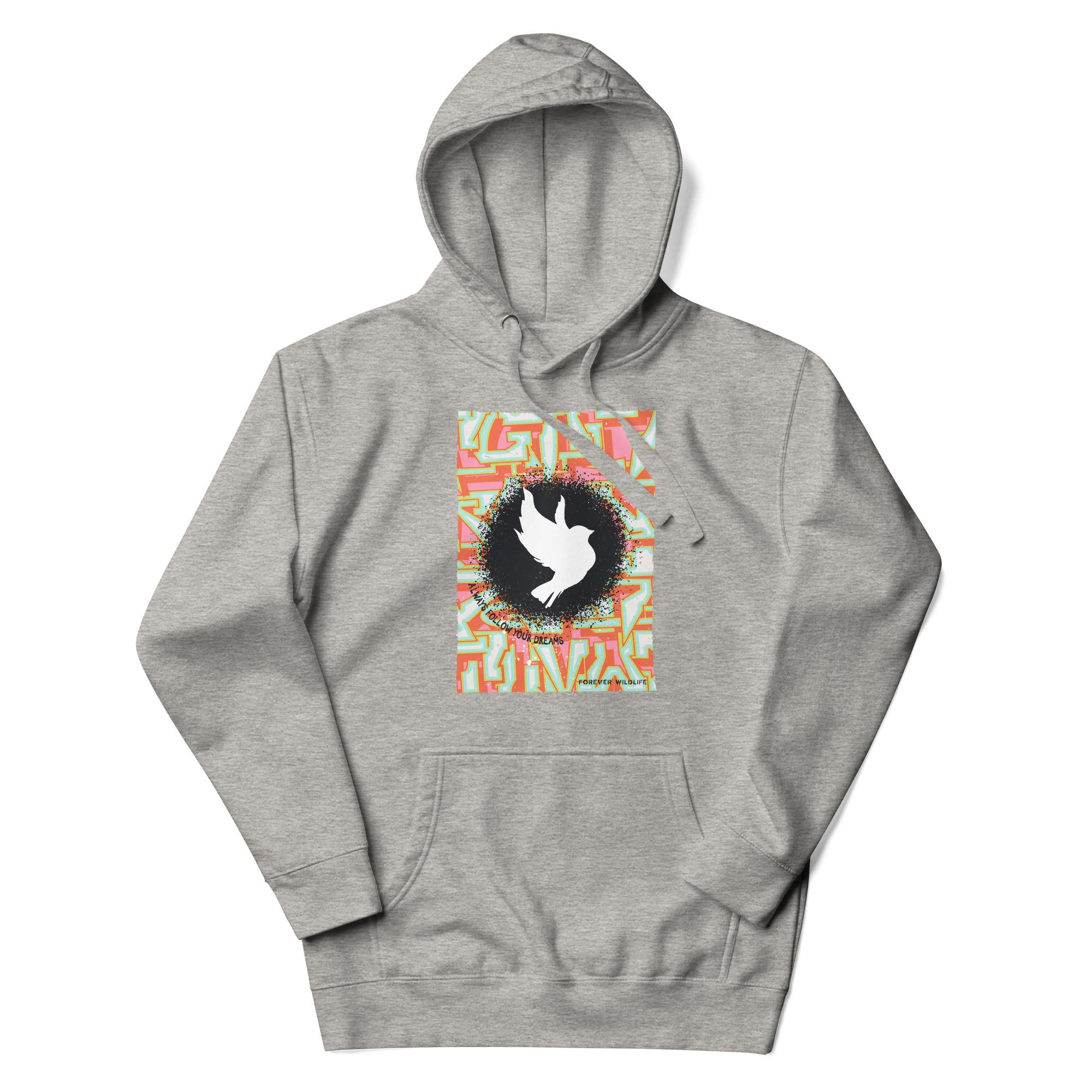 Dove Hoodie in Grey – Premium Wildlife Animal Inspirational Hoodie Design, part of Wildlife Hoodies & Clothing from Forever Wildlife