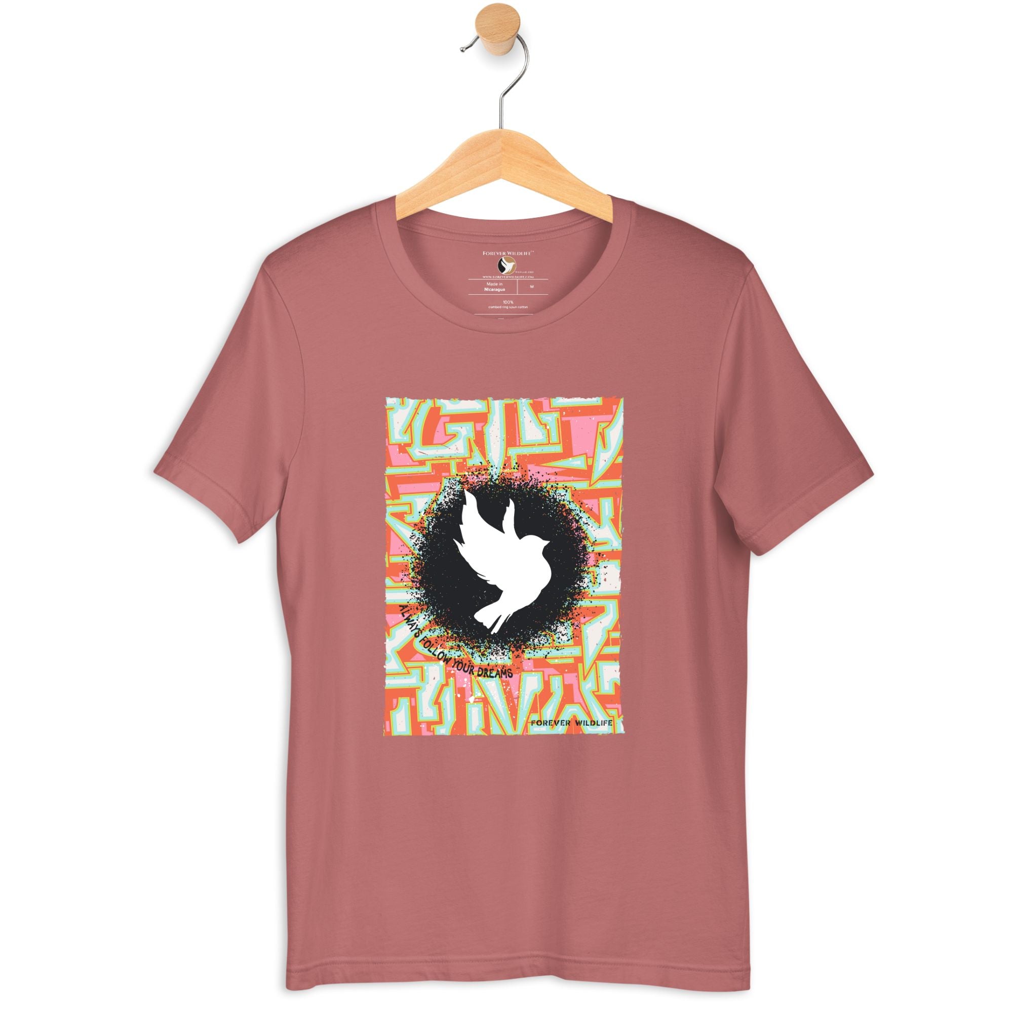 Dove Shirt in Mauve - High-Quality Wildlife Inspirational T-Shirt Design, Wildlife Clothing from Forever Wildlife