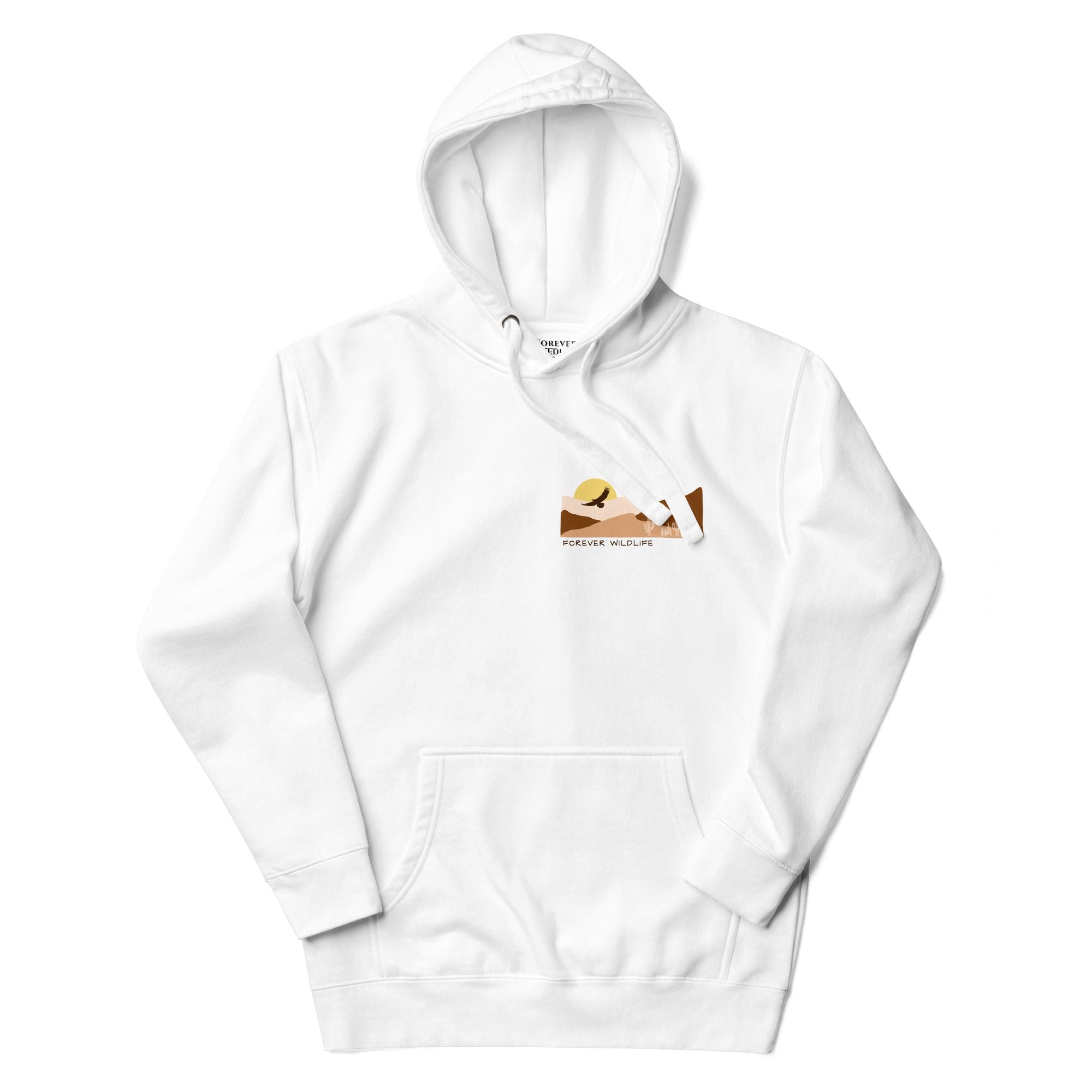 Eagle Hoodie, beautiful white Eagle hoodie with eagle soaring over the desert part of Wildlife Hoodies collection.