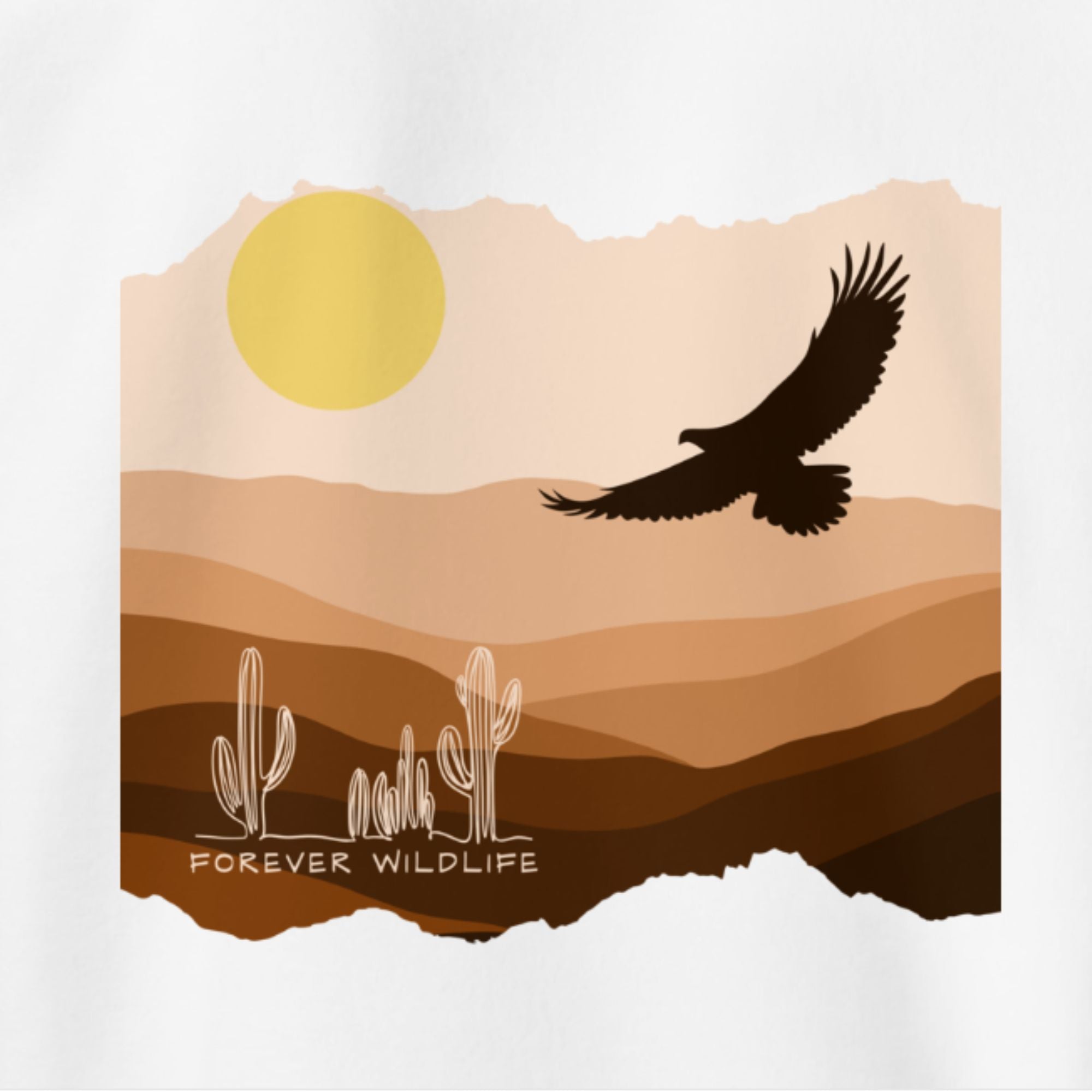 Eagle Sweatshirt, beautiful white Eagle sweatshirt with eagle soaring over the desert part of Wildlife Sweatshirts collection.