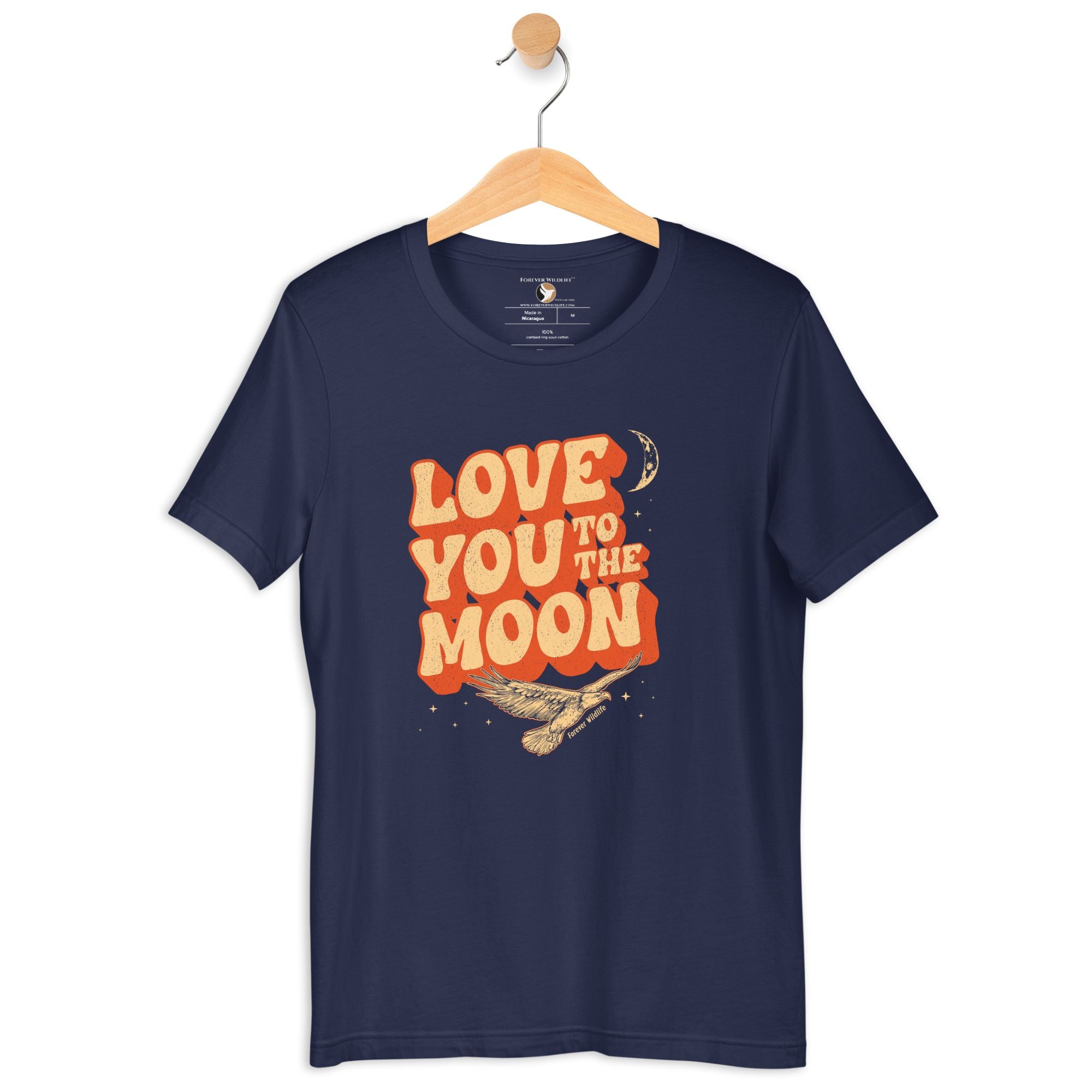 Eagle T-Shirt in Navy – Premium Wildlife T-Shirt Design with Love You To The Moon Text, Eagle Shirts and Wildlife Clothing