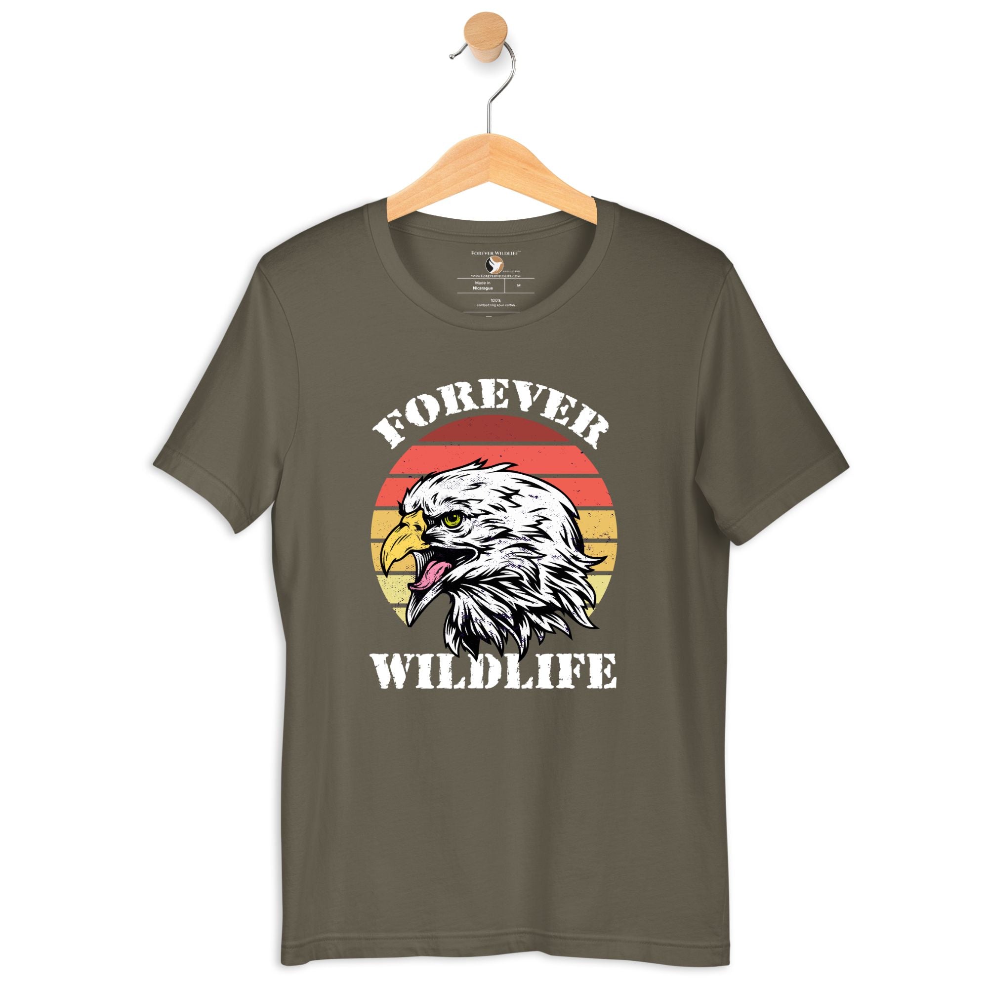 Eagle T-Shirt in Army – Premium Wildlife T-Shirt Design, Eagle Shirts and Wildlife Clothing from Forever Wildlife