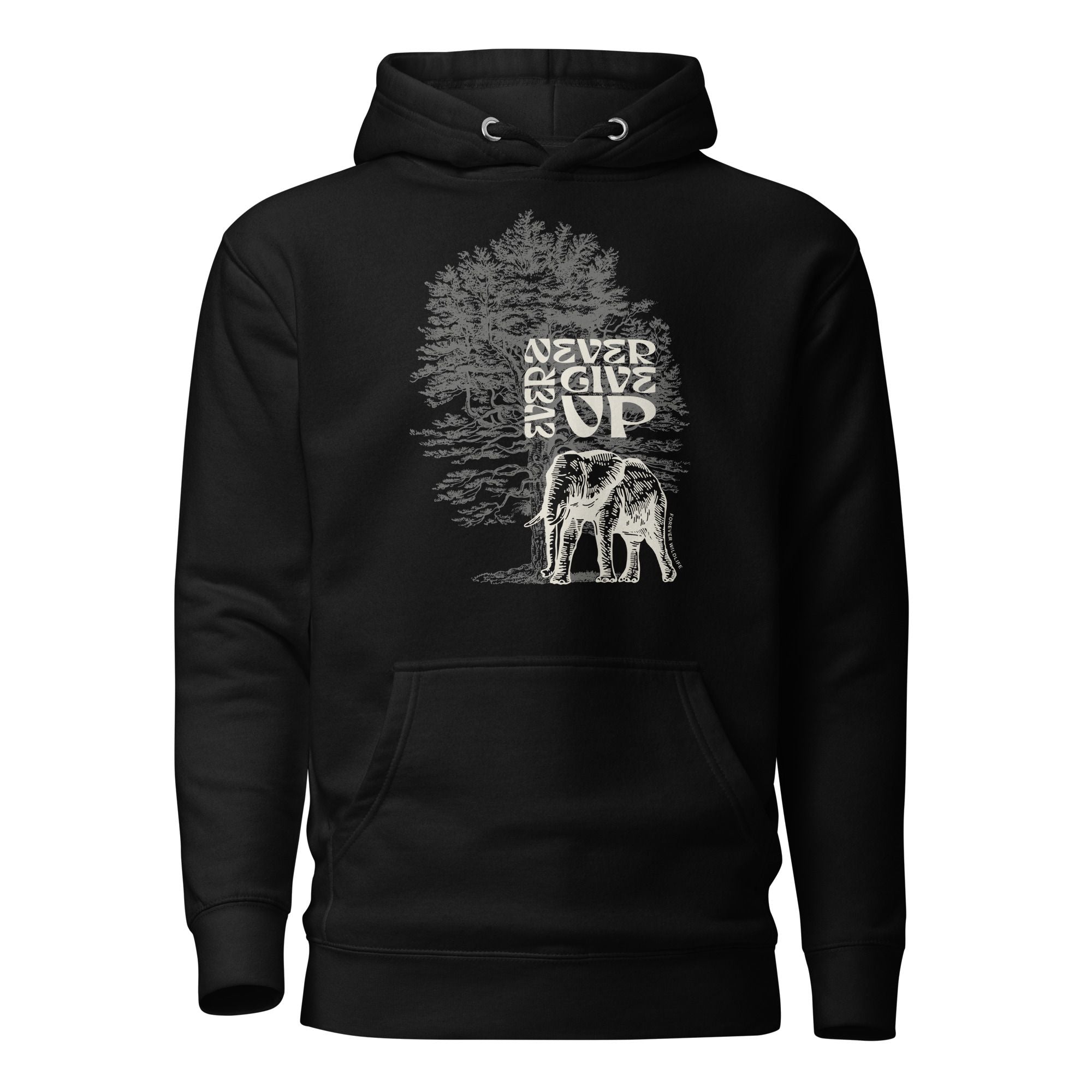 Elephant Hoodie in Black – Premium Wildlife Animal Inspirational Hoodie Design, part of Wildlife Hoodies & Clothing from Forever Wildlife