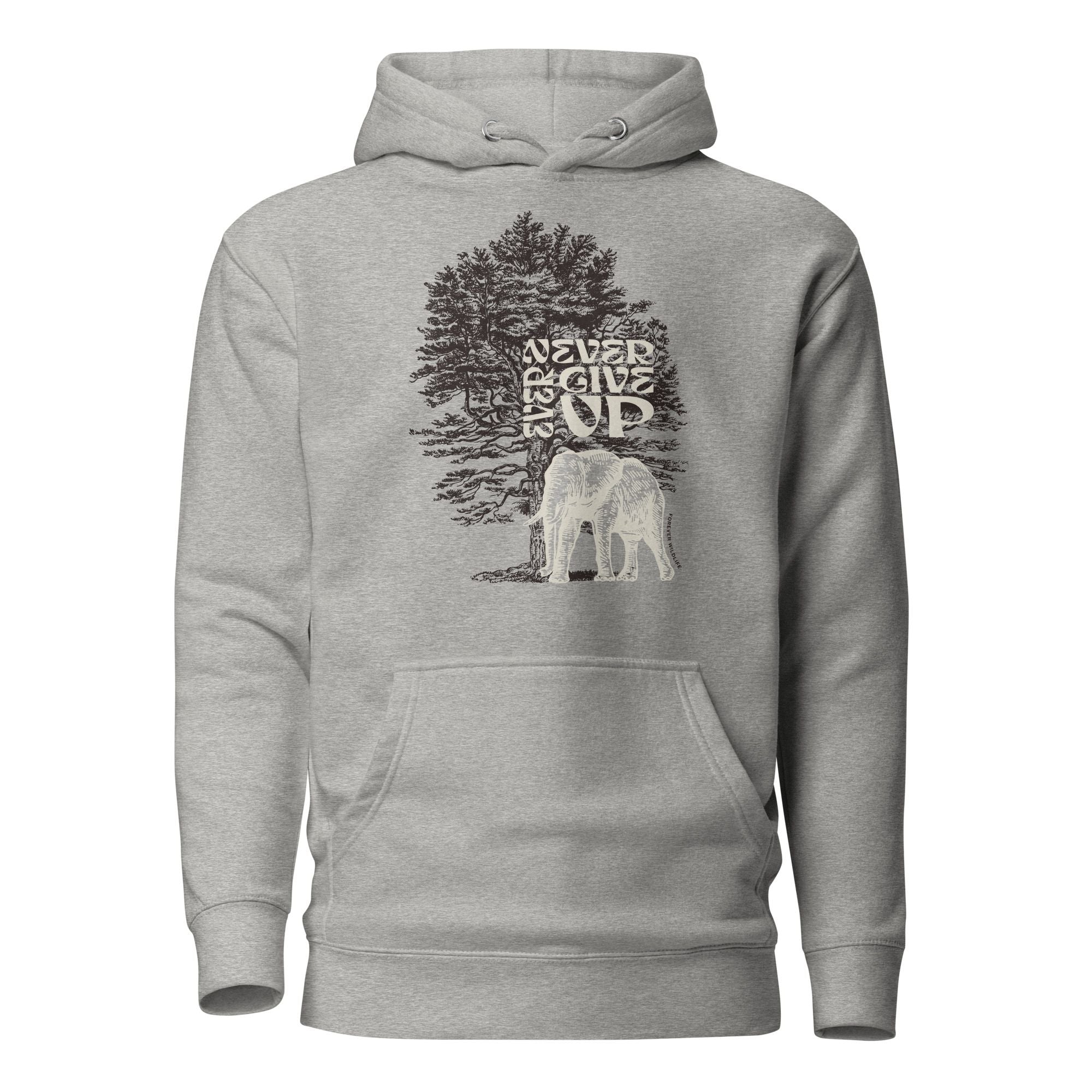 Elephant Hoodie in Grey – Premium Wildlife Animal Inspirational Hoodie Design, part of Wildlife Hoodies & Clothing from Forever Wildlife