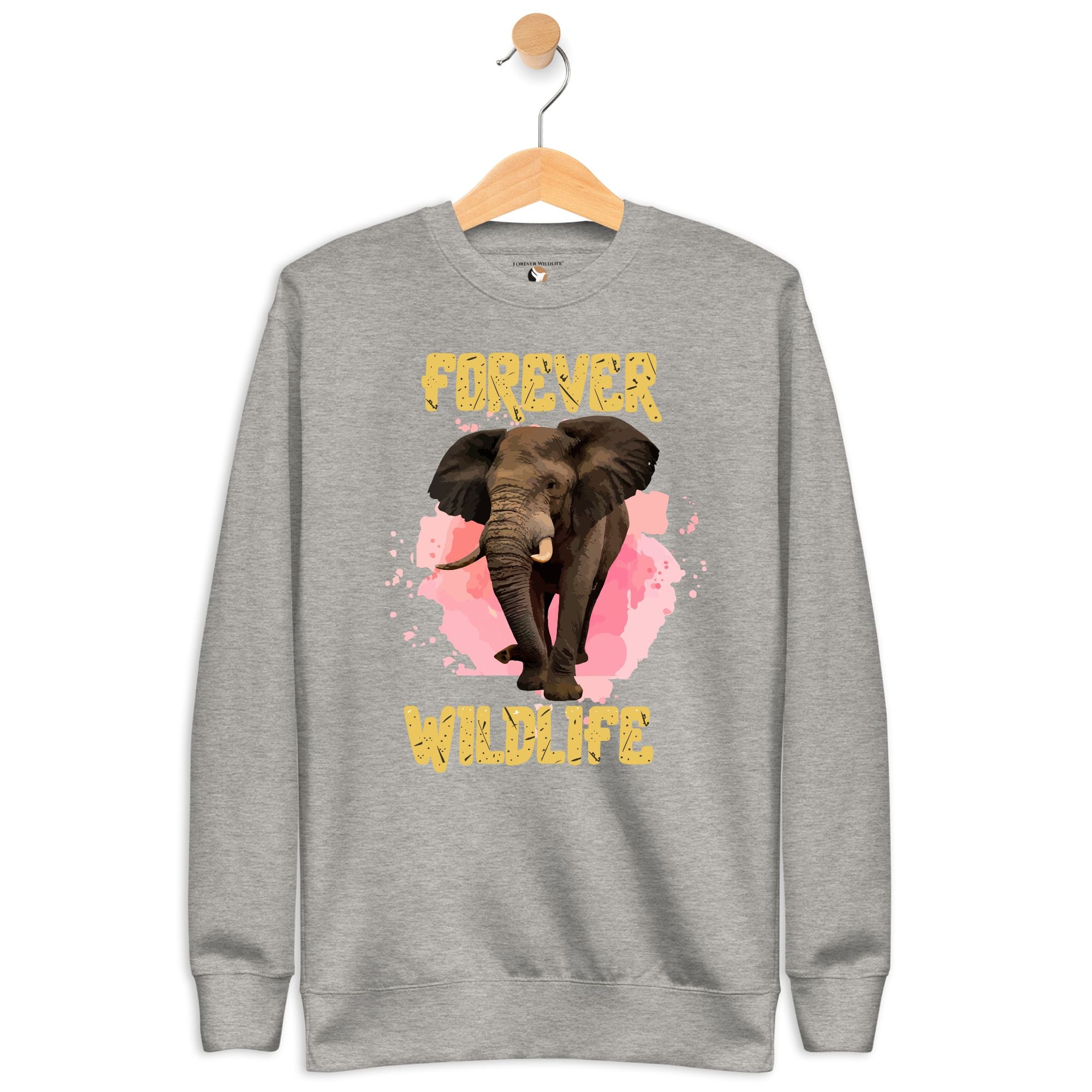 Elephant Sweatshirt in Grey-Premium Wildlife Animal Inspiration Sweatshirt Design, part of Wildlife Sweatshirts & Clothing from Forever Wildlife.