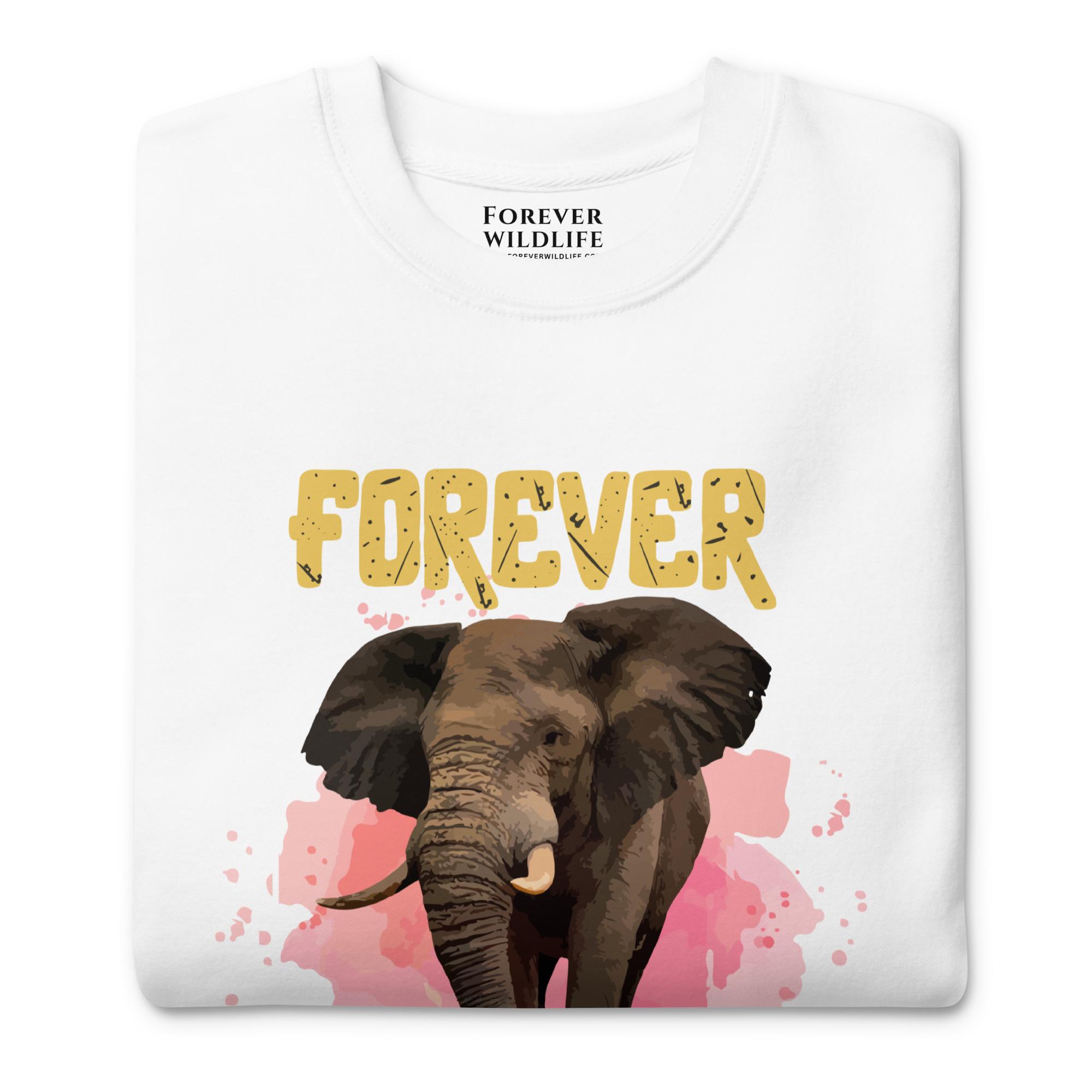 Elephant Sweatshirt in White-Premium Wildlife Animal Inspiration Sweatshirt Design, part of Wildlife Sweatshirts & Clothing from Forever Wildlife.