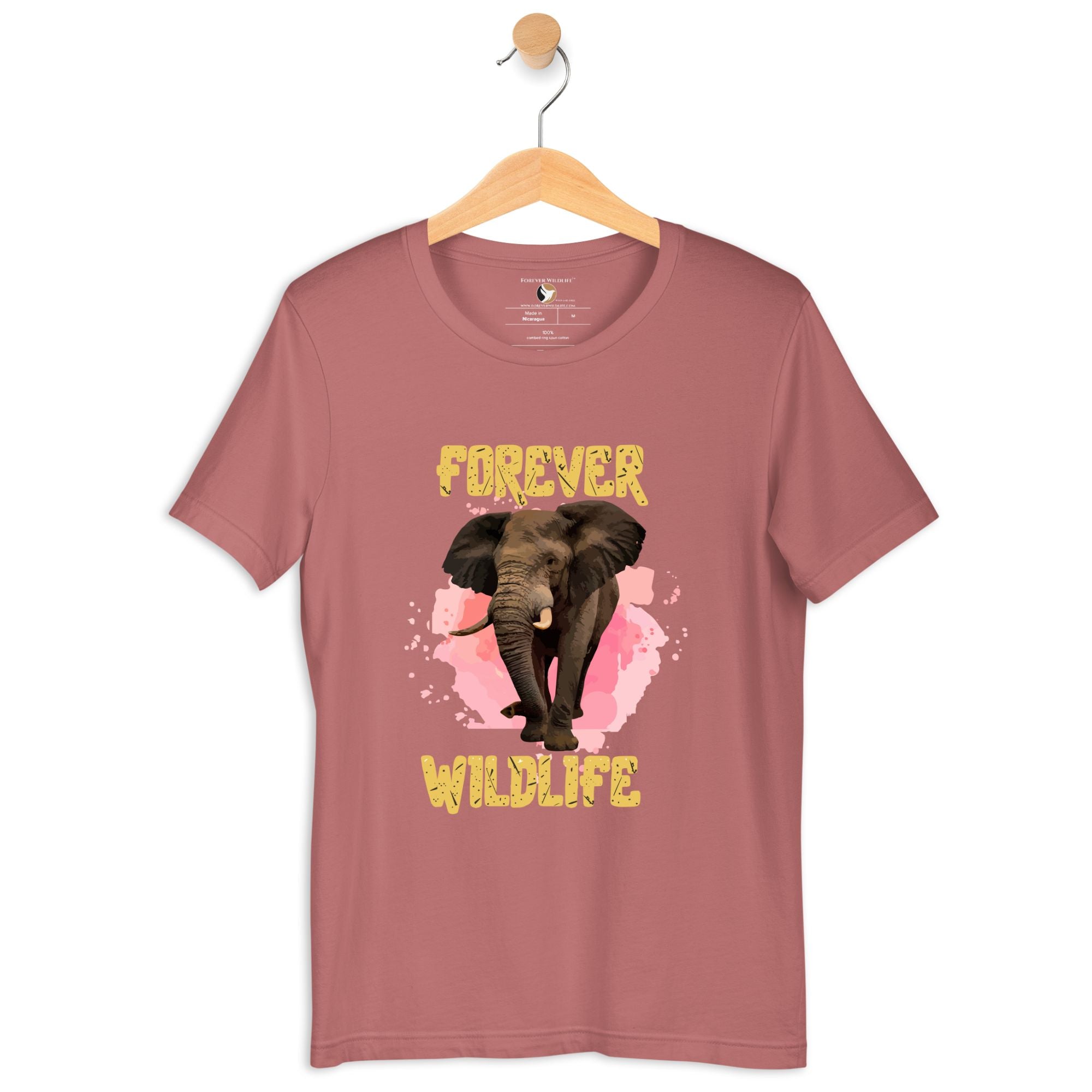 Elephant T-Shirt in Mauve – Premium Wildlife T-Shirt Design, Wildlife Clothing & Apparel from Forever Wildlife