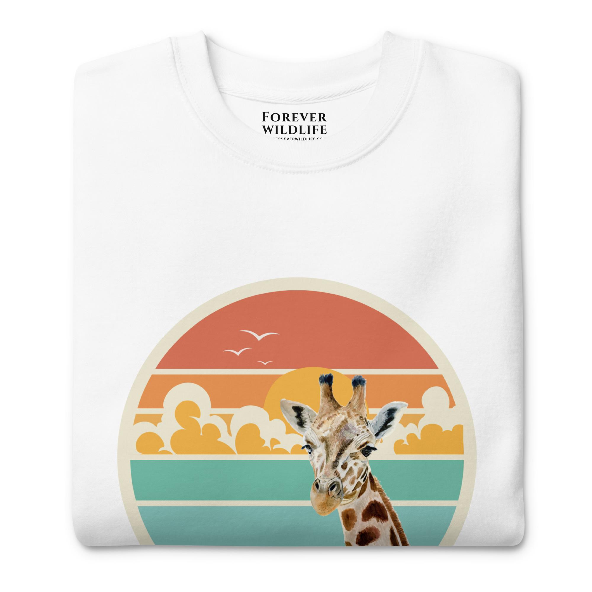 Giraffe Sweatshirt in White-Premium Wildlife Animal Inspiration Sweatshirt Design, part of Wildlife Sweatshirts & Clothing from Forever Wildlife.