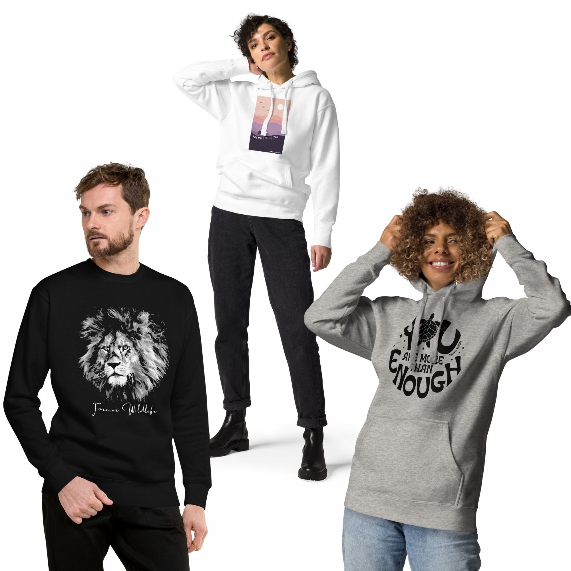 Inspirational Hoodies, Sweatshirts mockups, Best inspirational Hoodies & Inspiration Hoodies with Animal Graphics as part of Wildlife Clothing & Apparel from Forever Wildlife.