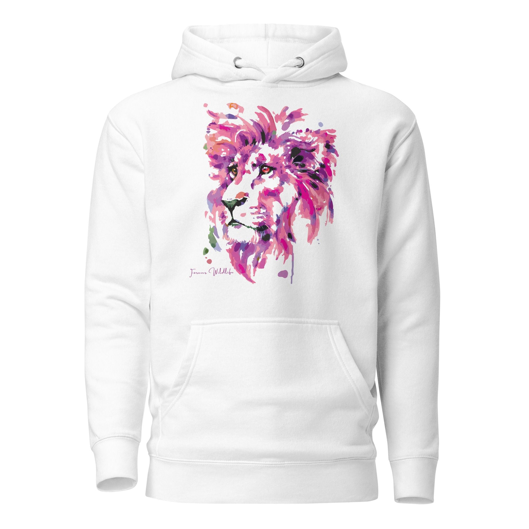 Lion Hoodie in White – Premium Wildlife Animal Inspirational Hoodie Design, part of Wildlife Hoodies & Clothing from Forever Wildlife