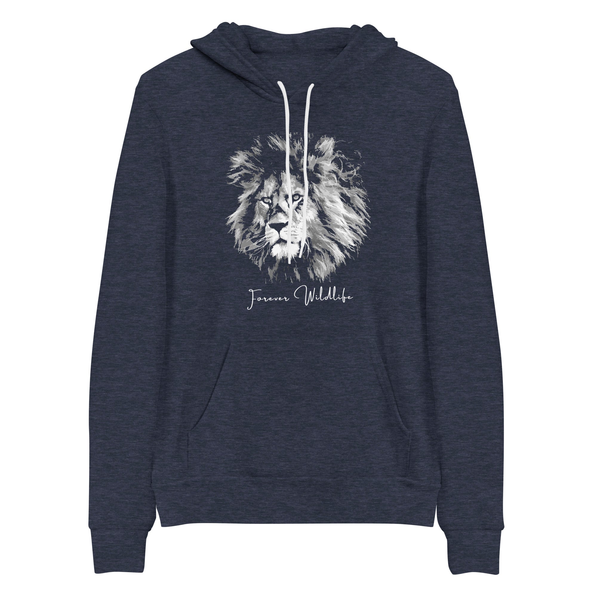  Lion Hoodie in Navy – Premium Wildlife Animal Inspirational Hoodie Design, part of Wildlife Hoodies & Clothing from Forever Wildlife