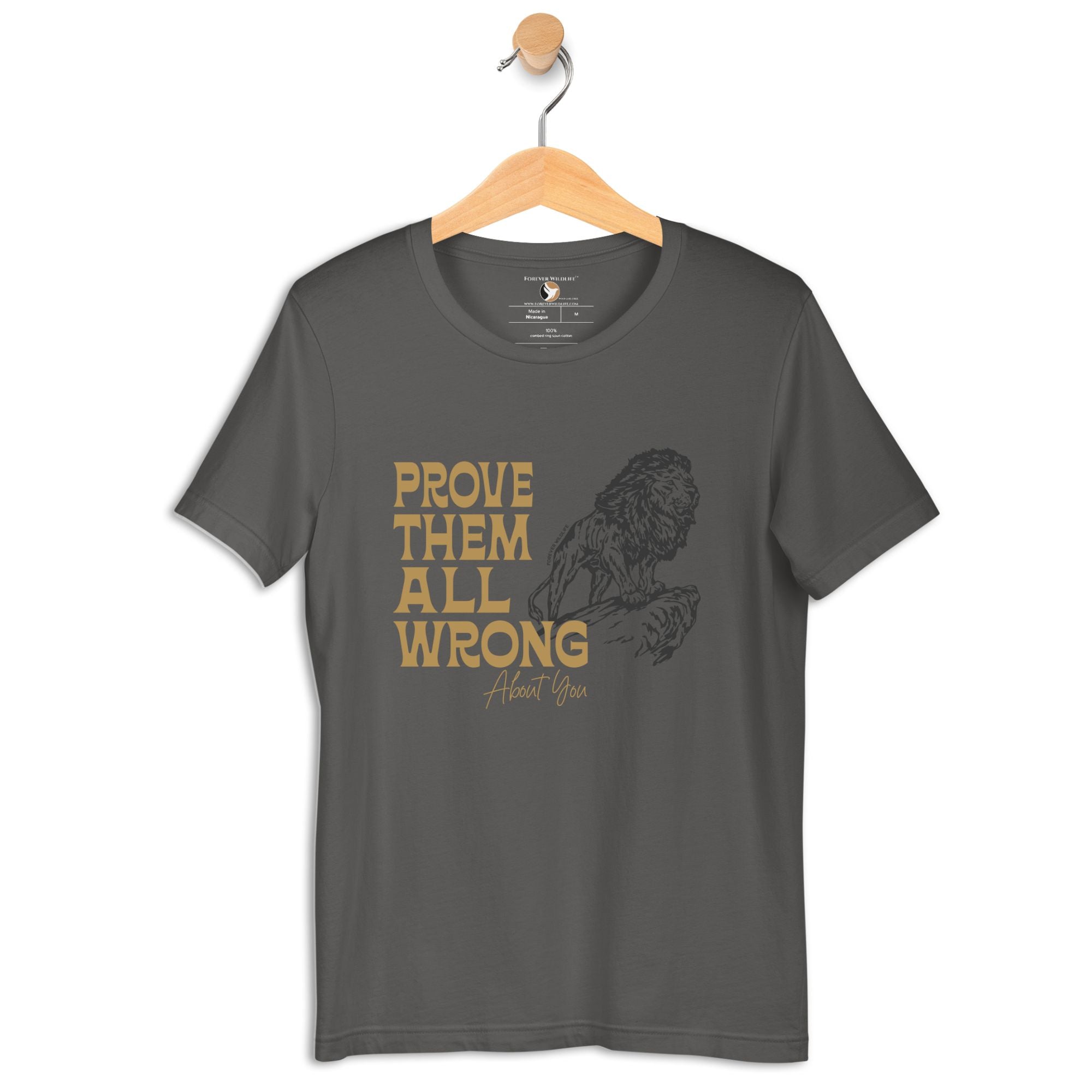 Lion T-Shirt in Asphalt – Premium Wildlife T-Shirt Design, Wildlife Clothing & Apparel from Forever Wildlife