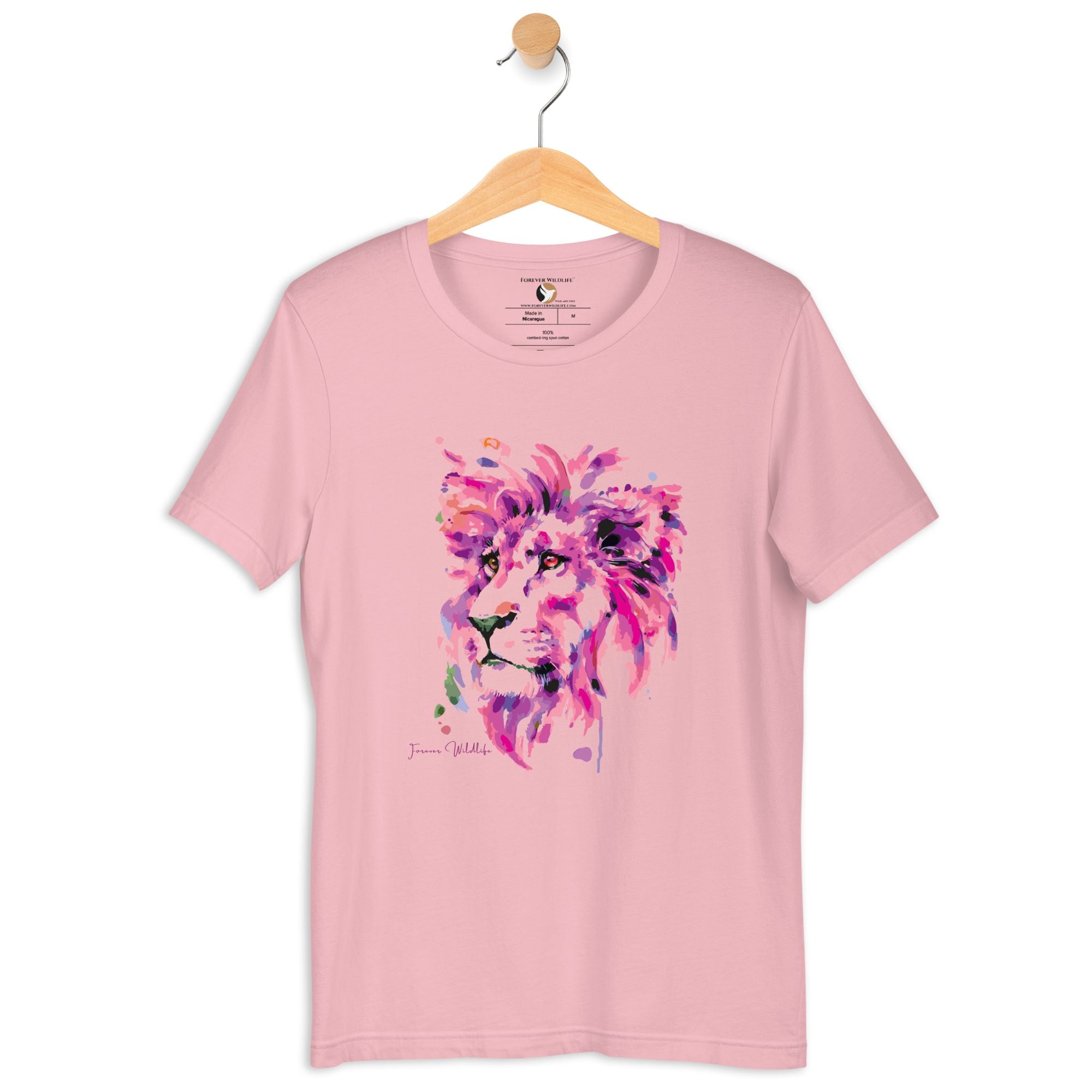 Lion T-Shirt in Pink – Premium Wildlife T-Shirt Design, Wildlife Clothing & Apparel from Forever Wildlife
