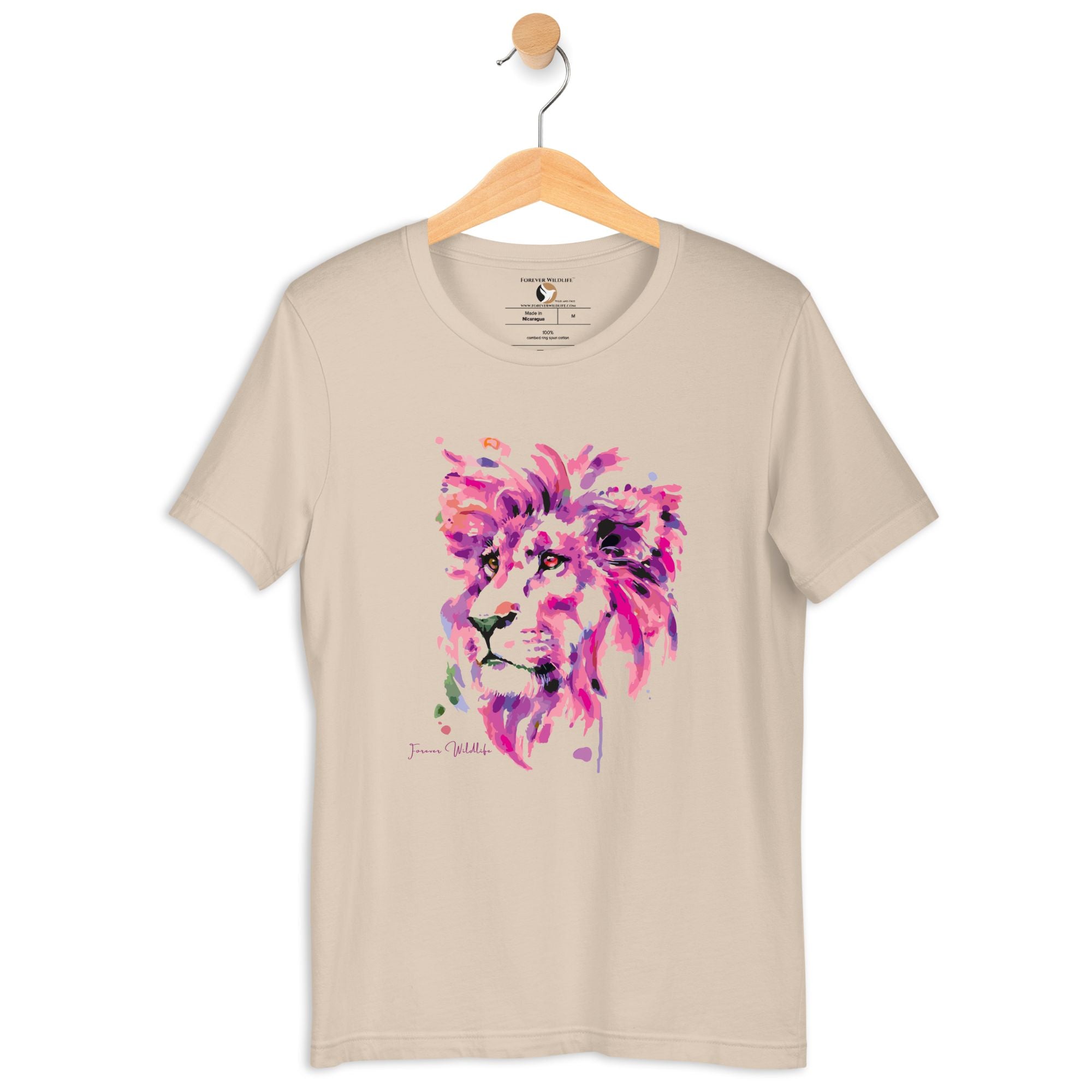 Lion T-Shirt in Soft Cream – Premium Wildlife T-Shirt Design, Wildlife Clothing & Apparel from Forever Wildlife