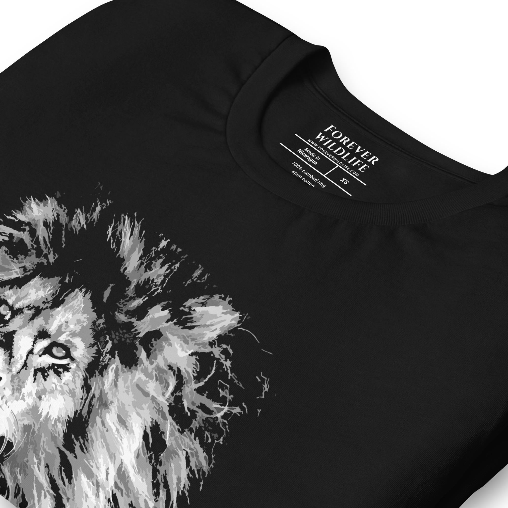 Lion T-Shirt in Black – Premium Wildlife T-Shirt Design, Wildlife Clothing & Apparel from Forever Wildlife