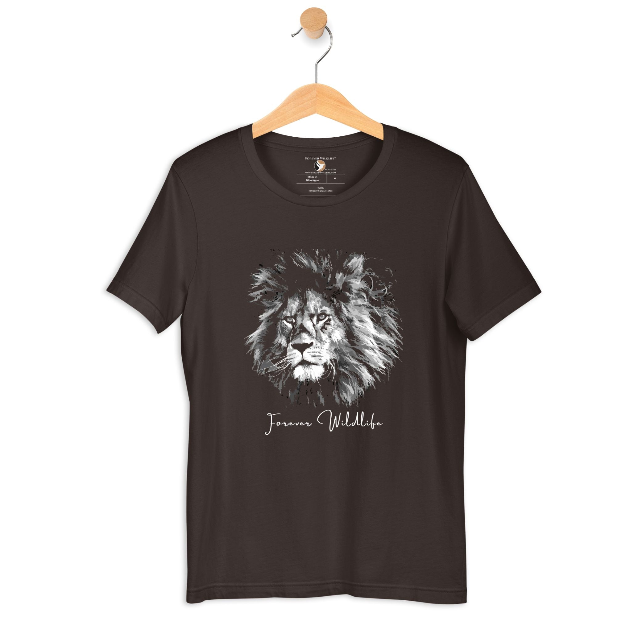 Lion T-Shirt in Brown – Premium Wildlife T-Shirt Design, Wildlife Clothing & Apparel from Forever Wildlife