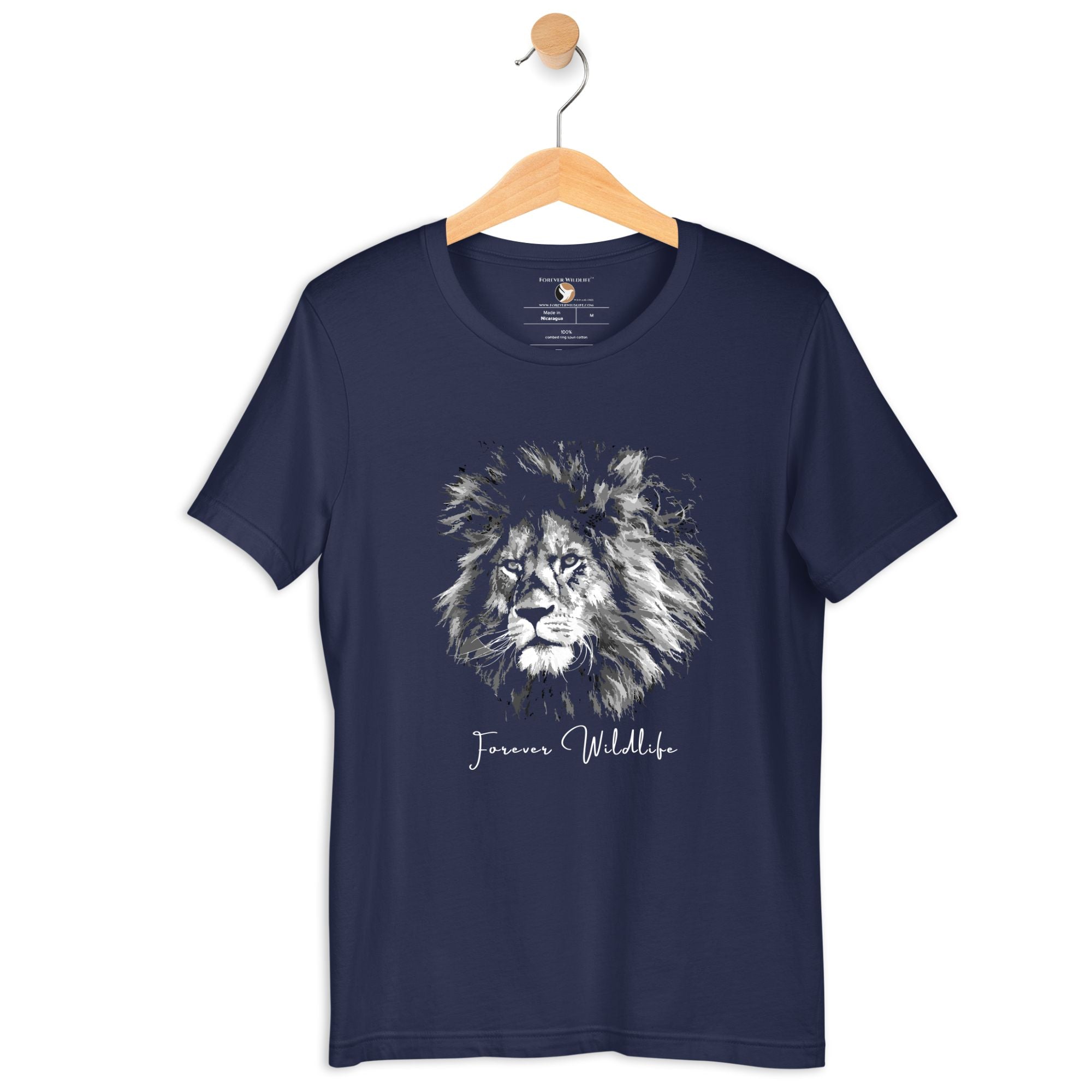 Lion T-Shirt in Navy – Premium Wildlife T-Shirt Design, Wildlife Clothing & Apparel from Forever Wildlife