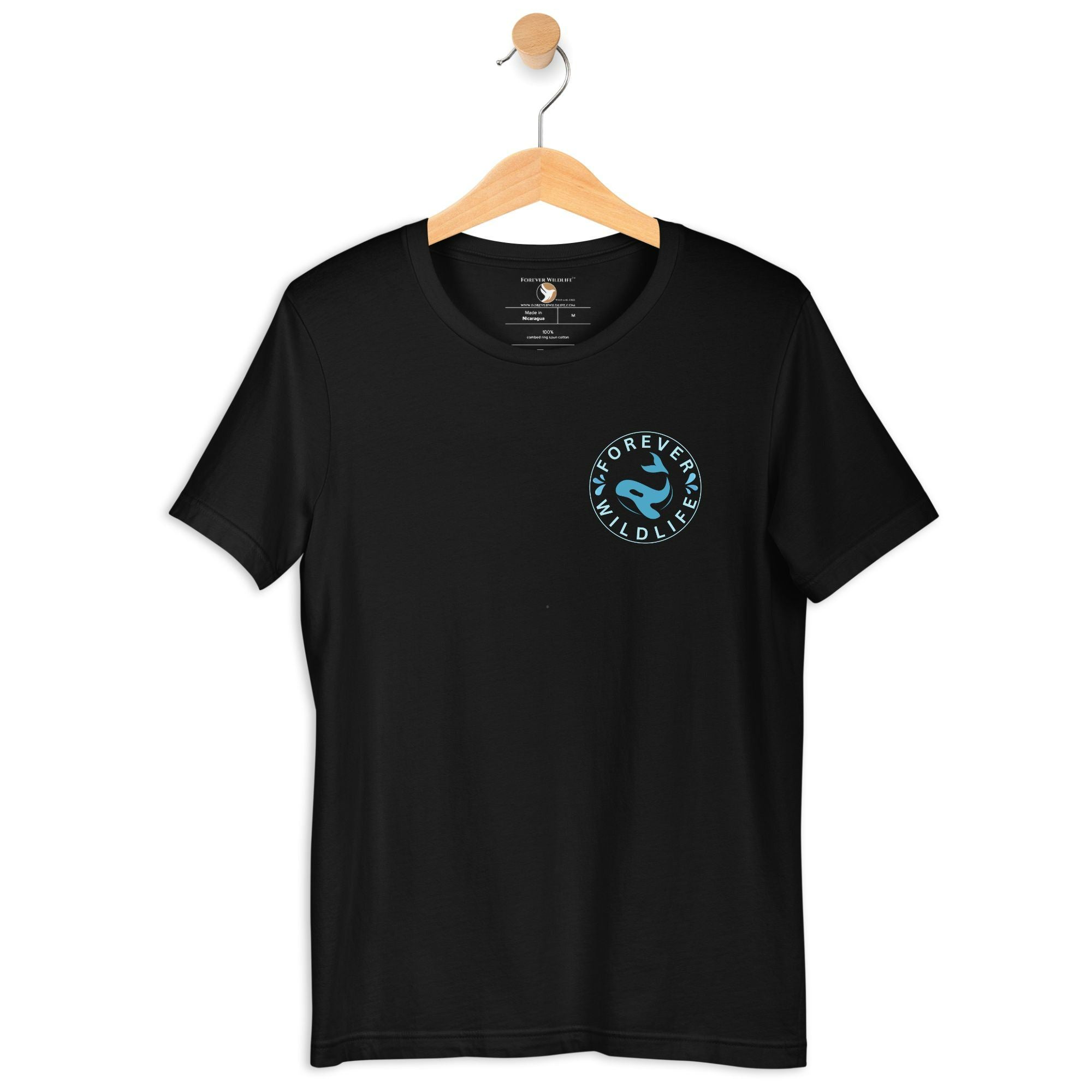 Orca Shirt, beautiful Black Orca T-Shirt with Killer Whales on the shirt by Forever Wildlife selling Wildlife T Shirts.