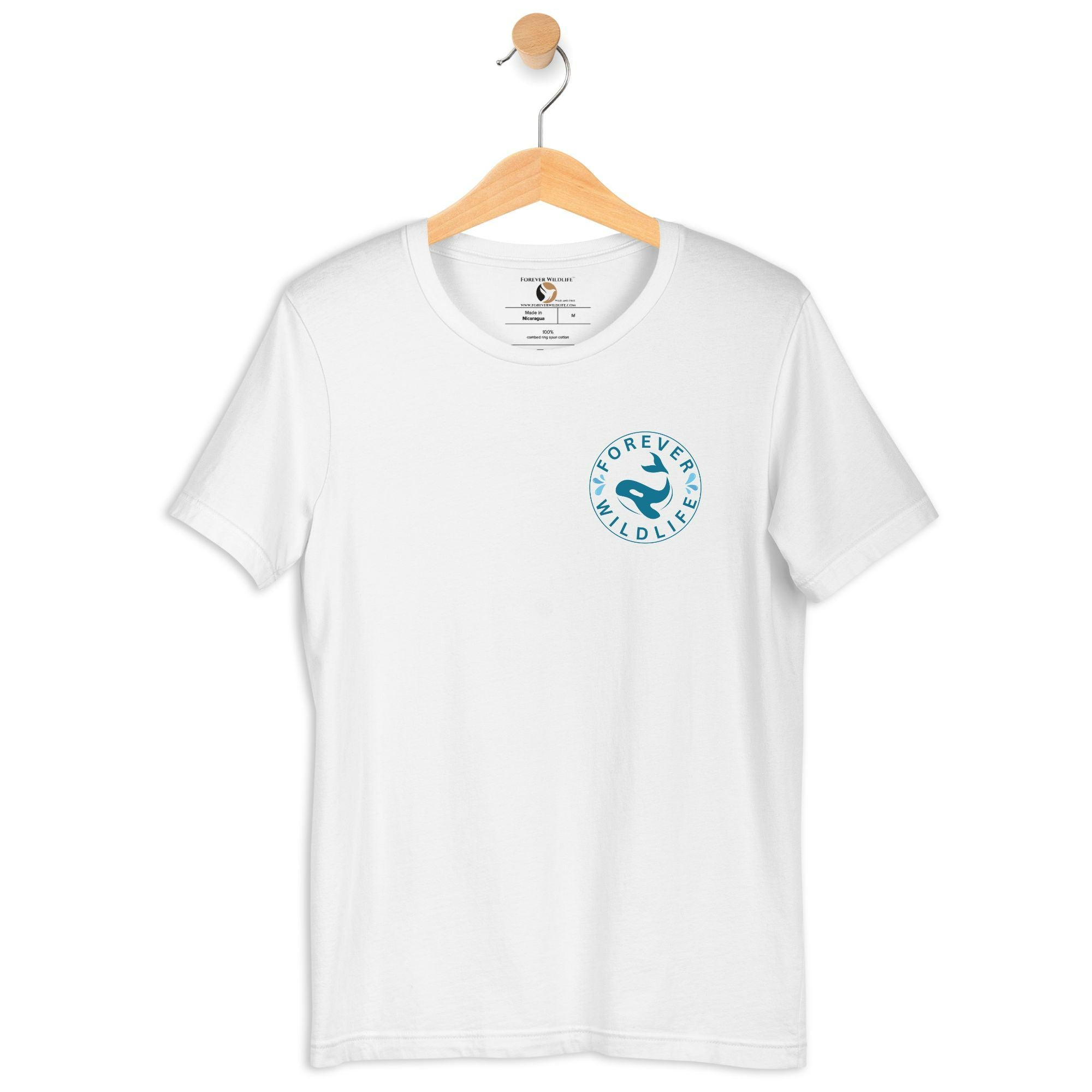 Orca Shirt, beautiful White T-Shirt with Killer Whales on the shirt by Forever Wildlife selling Wildlife T Shirts. 7.	