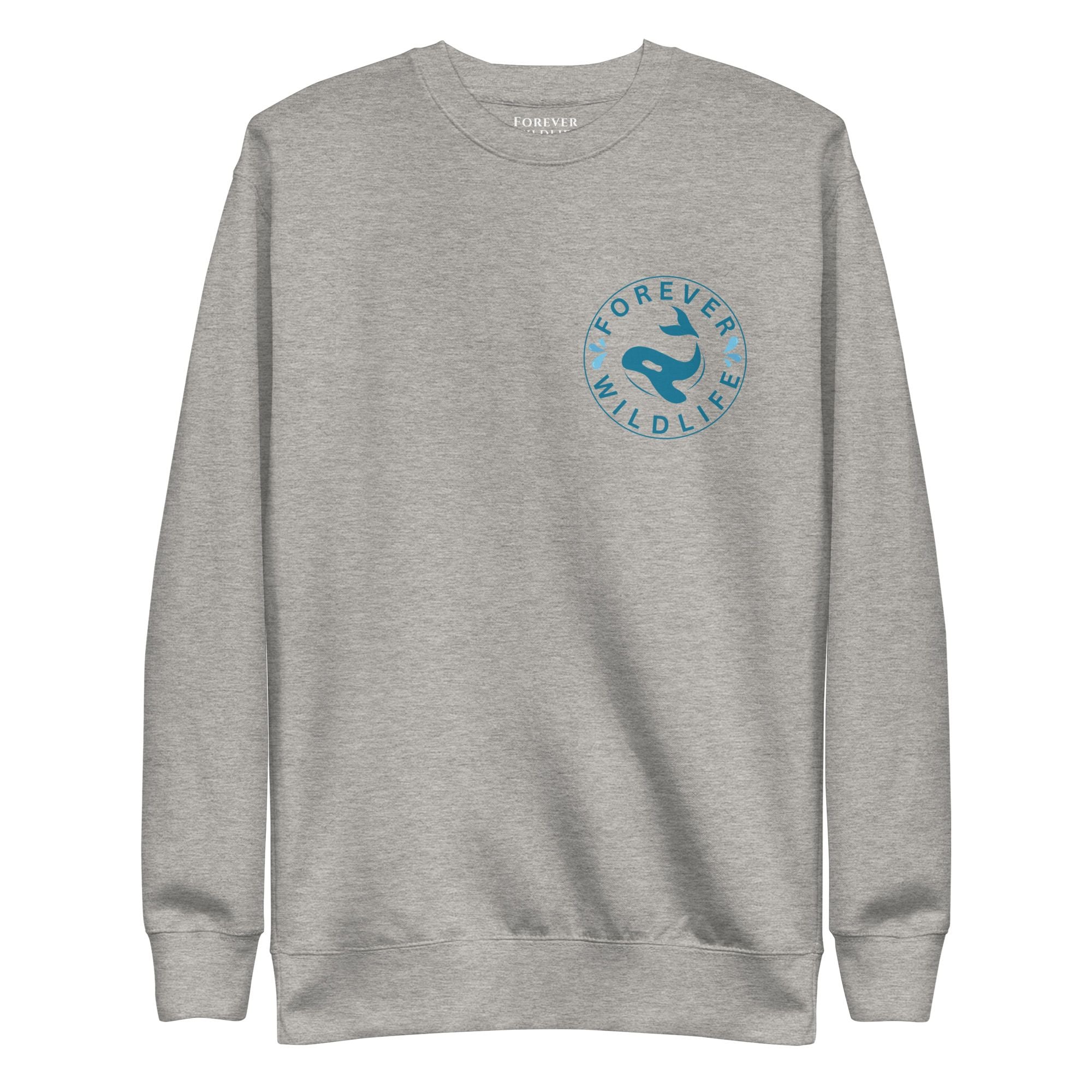 Orca Sweatshirt, beautiful Carbon Grey Orca Sweatshirt with Killer Whales on the sweatshirt by Forever Wildlife selling Wildlife Sweatshirts.