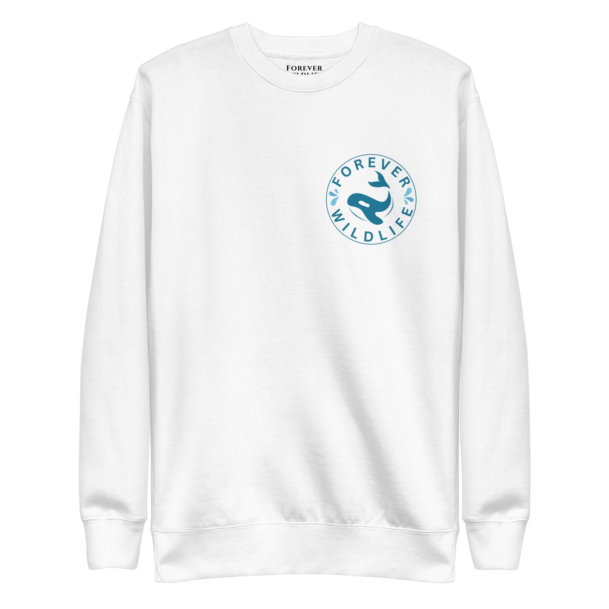  Orca Sweatshirt, beautiful White Orca Sweatshirt with Killer Whales on the sweatshirt by Forever Wildlife selling Wildlife Sweatshirts.