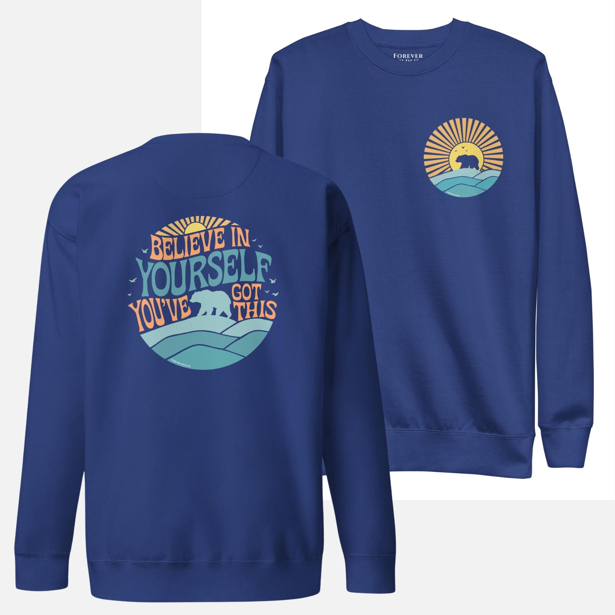 Polar Bear Sweatshirt in Team Royal, Premium Wildlife Animal Inspirational Sweatshirt Design, part of Wildlife Sweatshirts & Clothing from Forever Wildlife.