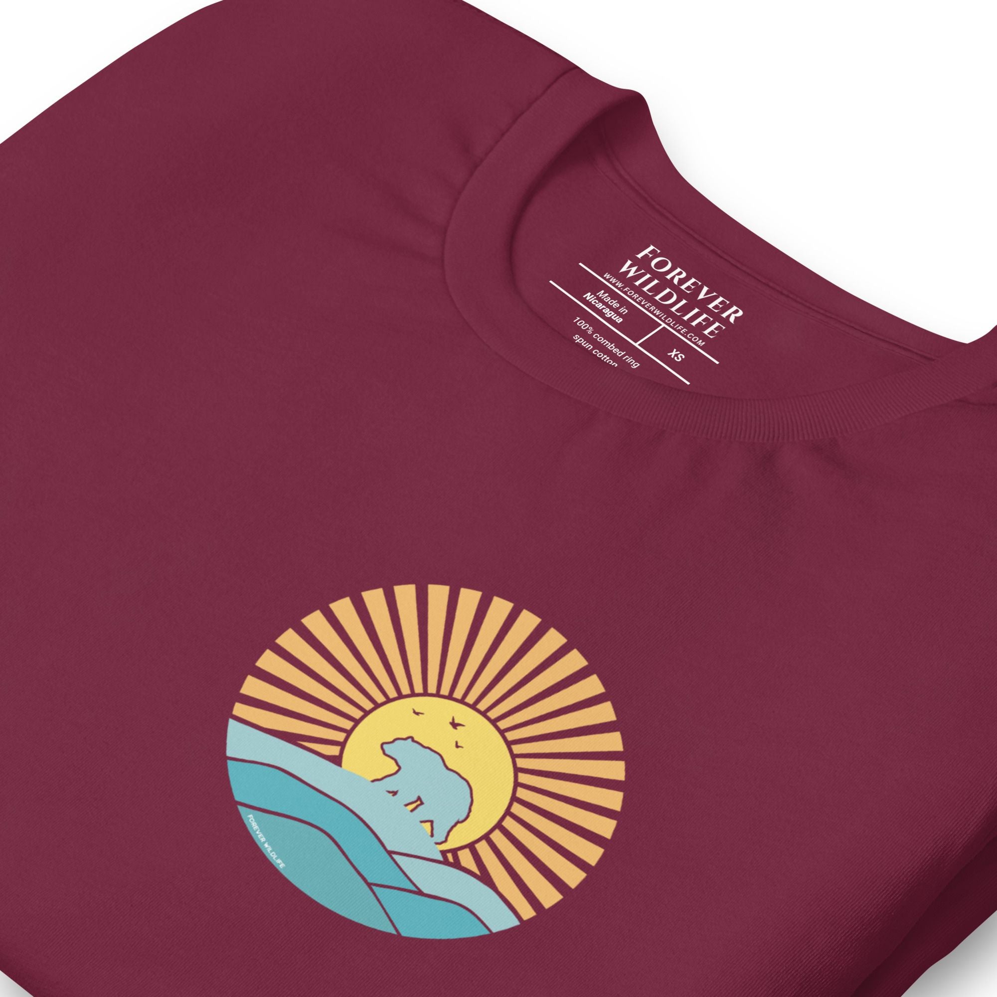 Polar Bear T-shirt in Maroon, Premium Wildlife Animal Inspirational T-shirt Design, part of Wildlife T-Shirts & Clothing from Forever Wildlife.