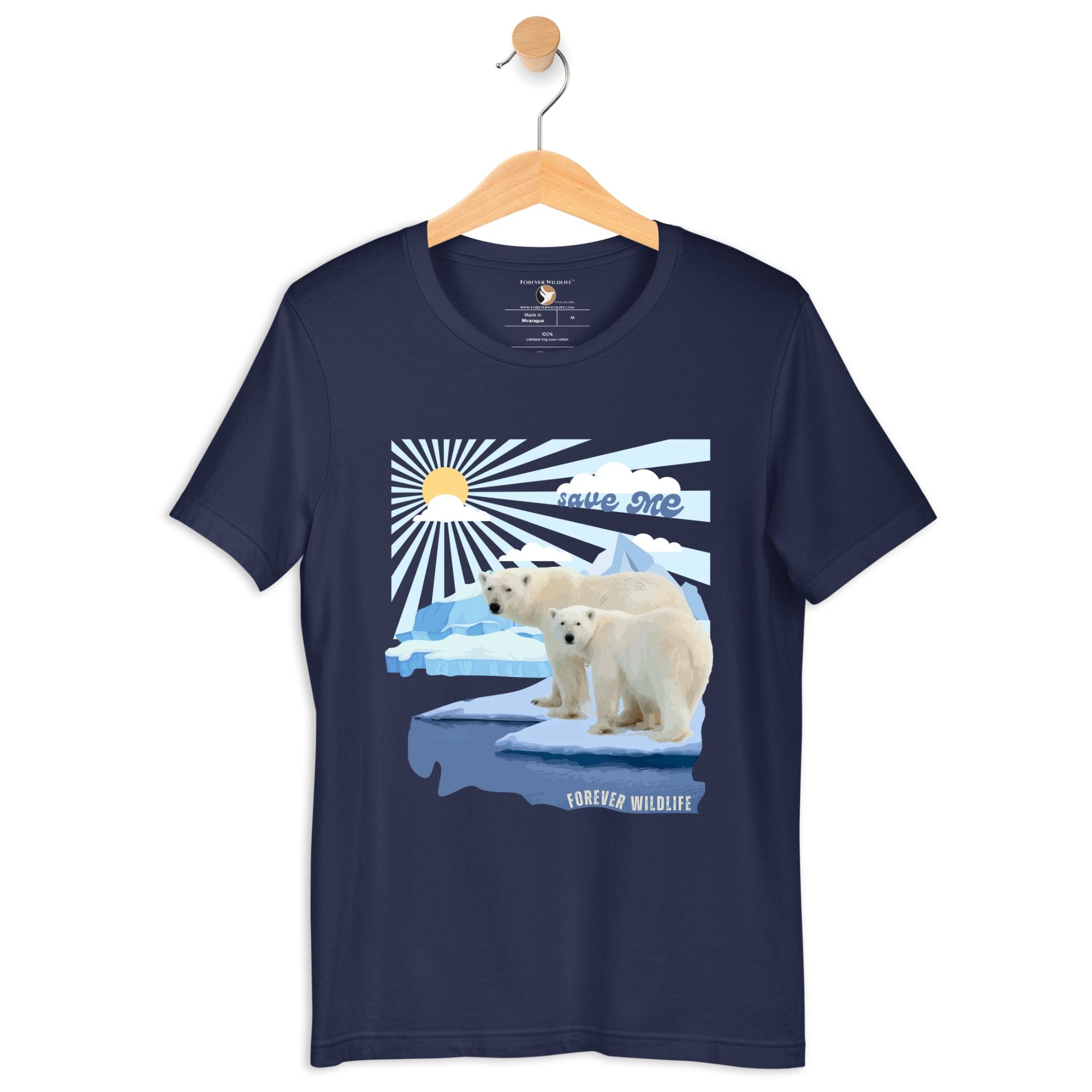 Polar Bears T-Shirt in Navy – Premium Wildlife T-Shirt Design, Wildlife Clothing & Apparel from Forever Wildlife